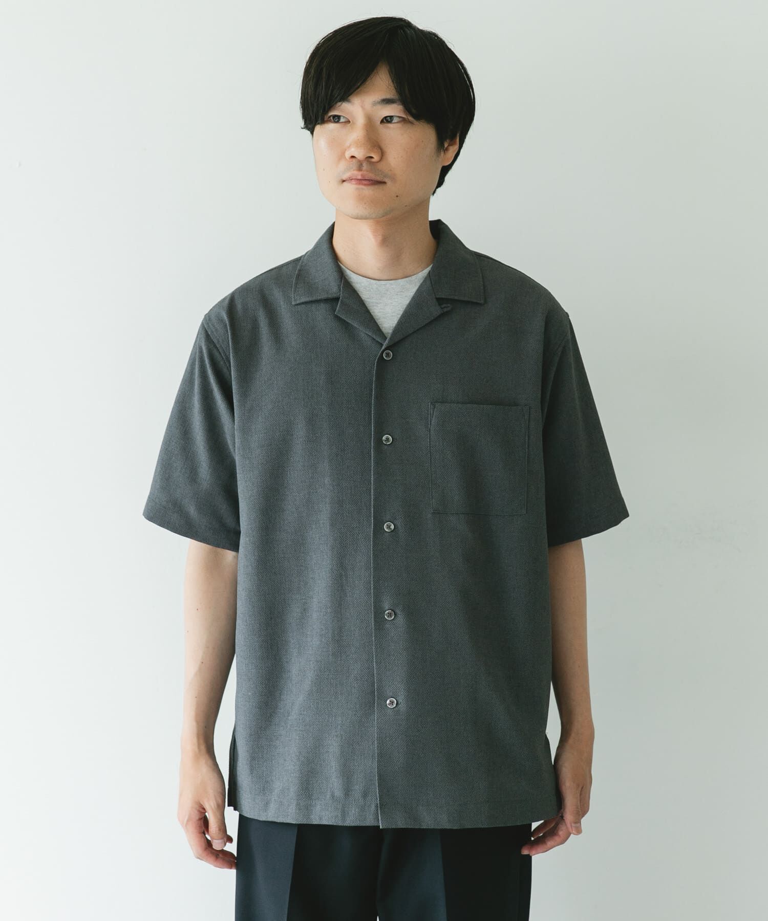 URBAN RESEARCH DOORS「マイクロサッカー オープンカラー ショートスリーブシャツ」|シャツ・ブラウス|