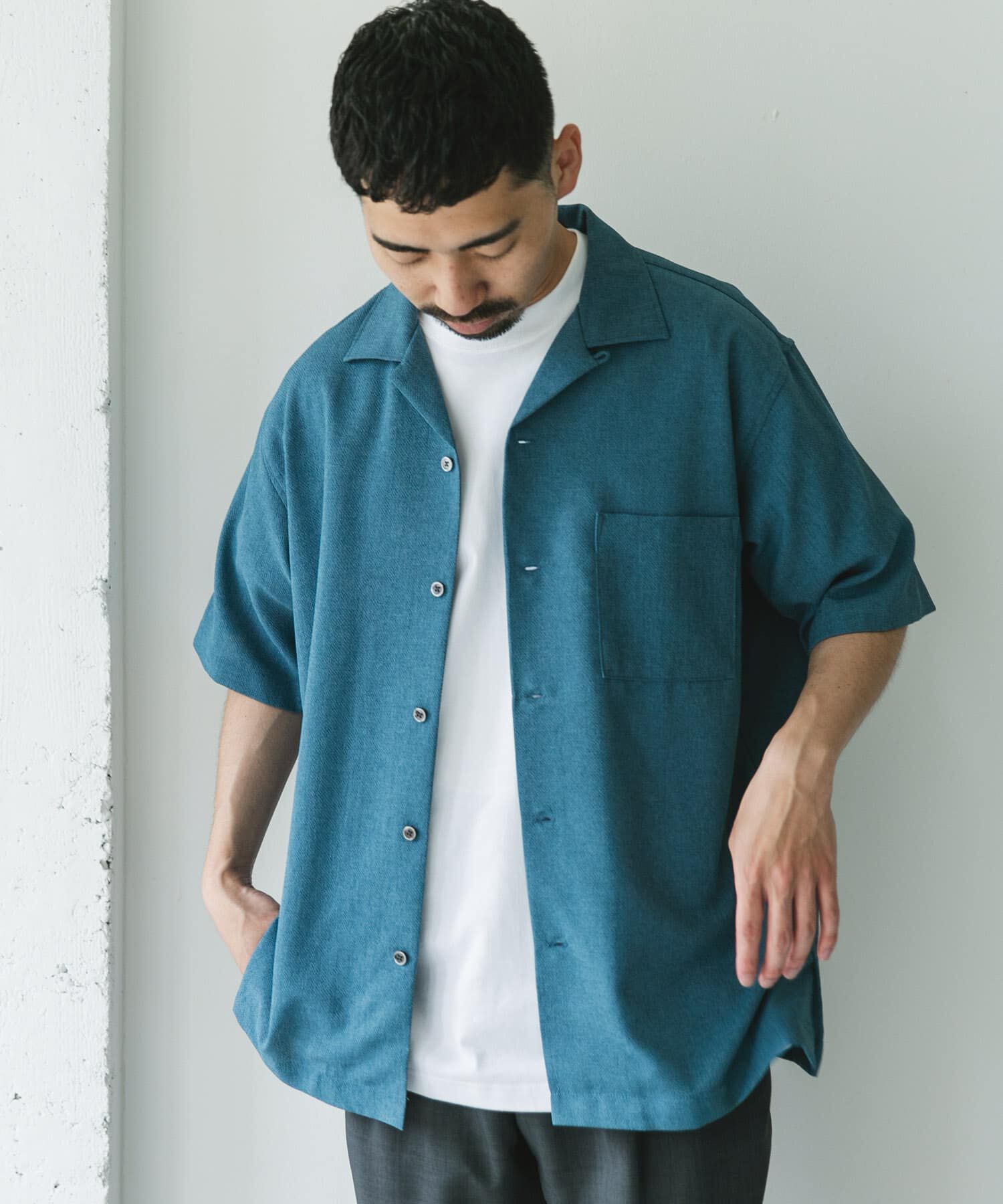 URBAN RESEARCH DOORS「マイクロサッカー オープンカラー ショートスリーブシャツ」|シャツ・ブラウス|