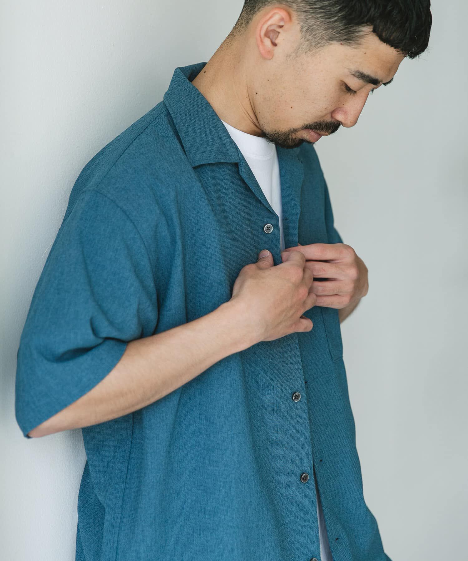 URBAN RESEARCH DOORS「マイクロサッカー オープンカラー ショートスリーブシャツ」|シャツ・ブラウス|