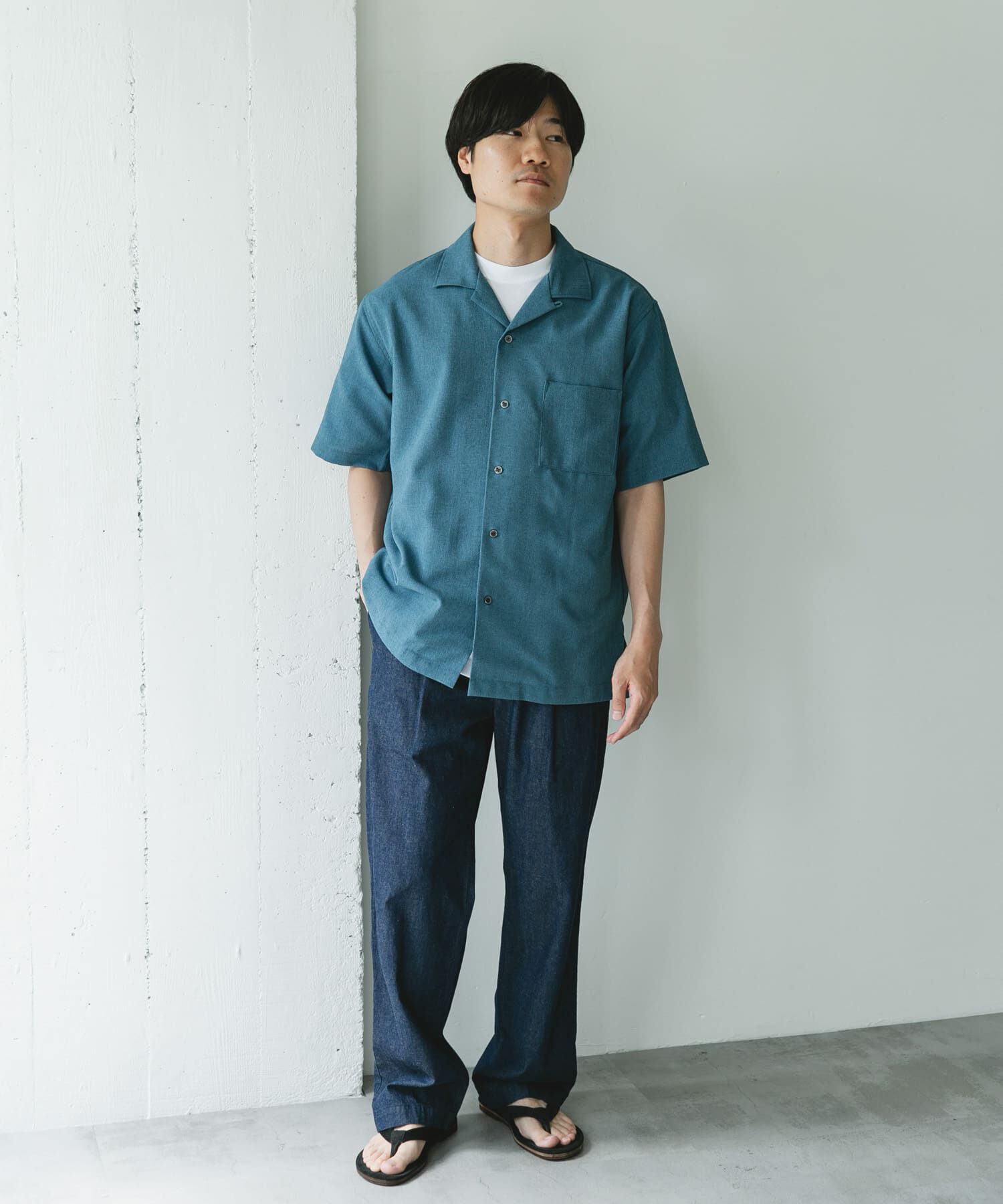 URBAN RESEARCH DOORS「マイクロサッカー オープンカラー ショートスリーブシャツ」|シャツ・ブラウス|