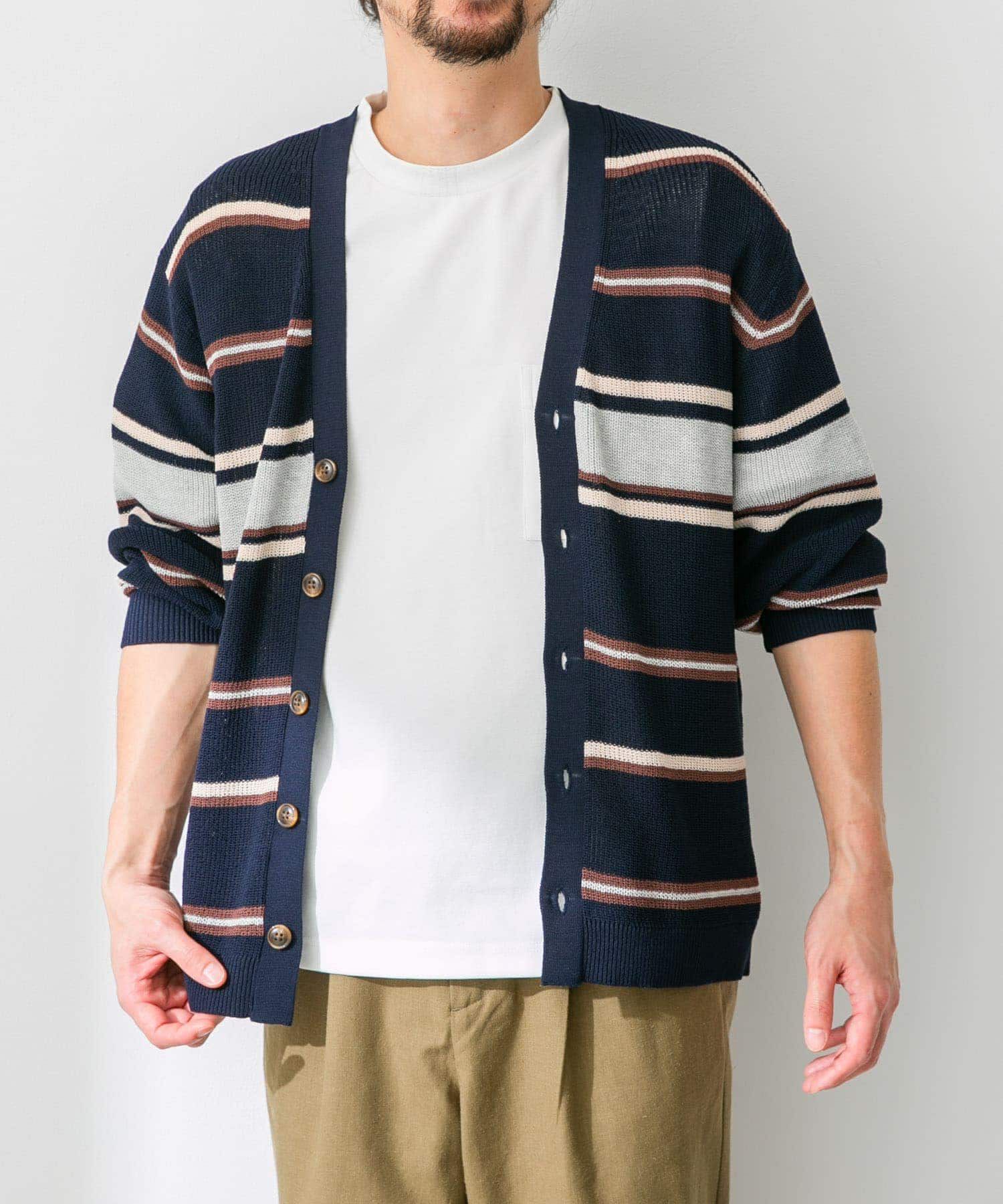 Sonny Label 「マルチボーダーニットカーディガン」|カーディガン|ネイビー