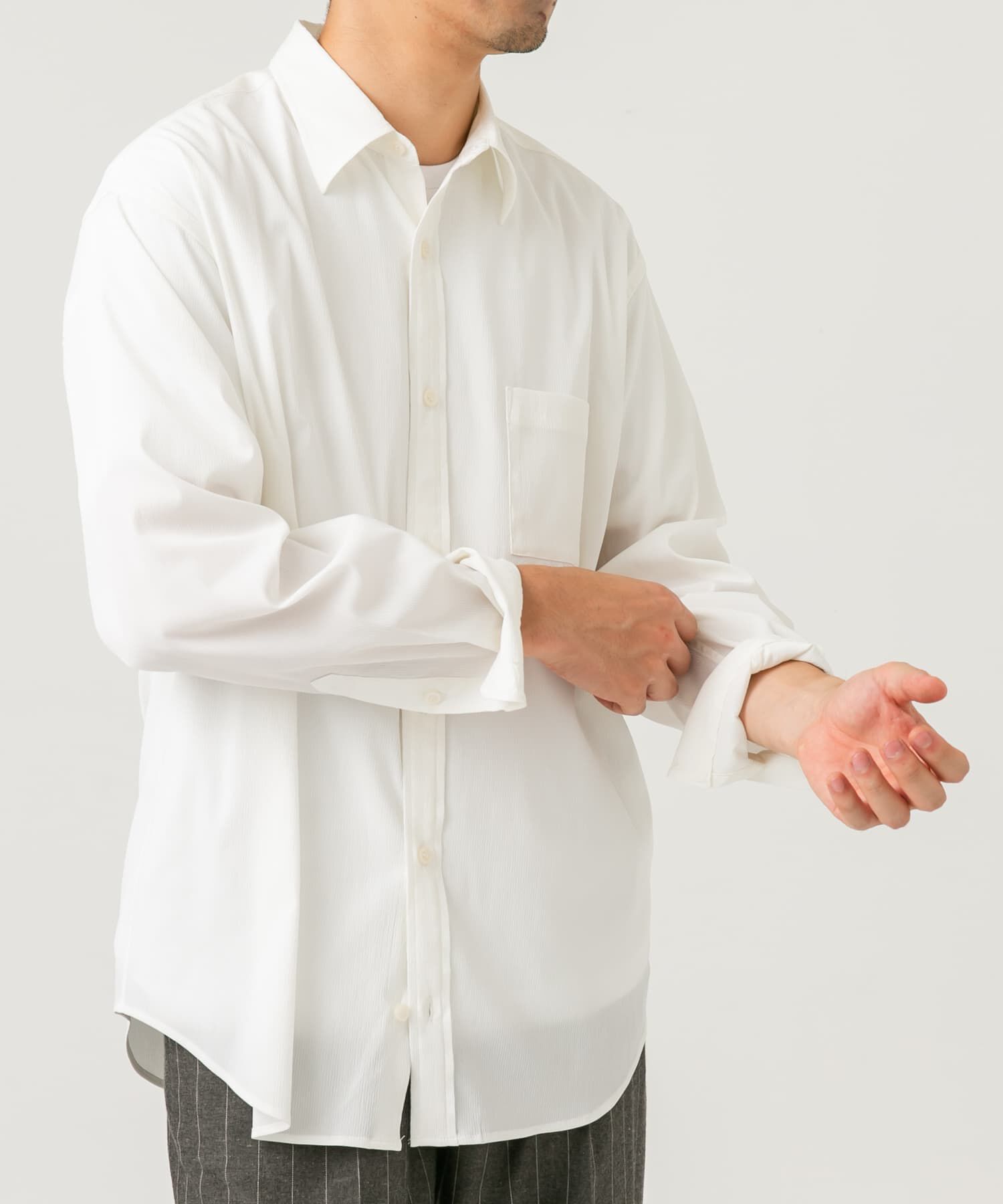 URBAN RESEARCH ROSSO「『XLサイズあり』ストレッチワッシャーロングスリーブシャツ」|シャツ・ブラウス|