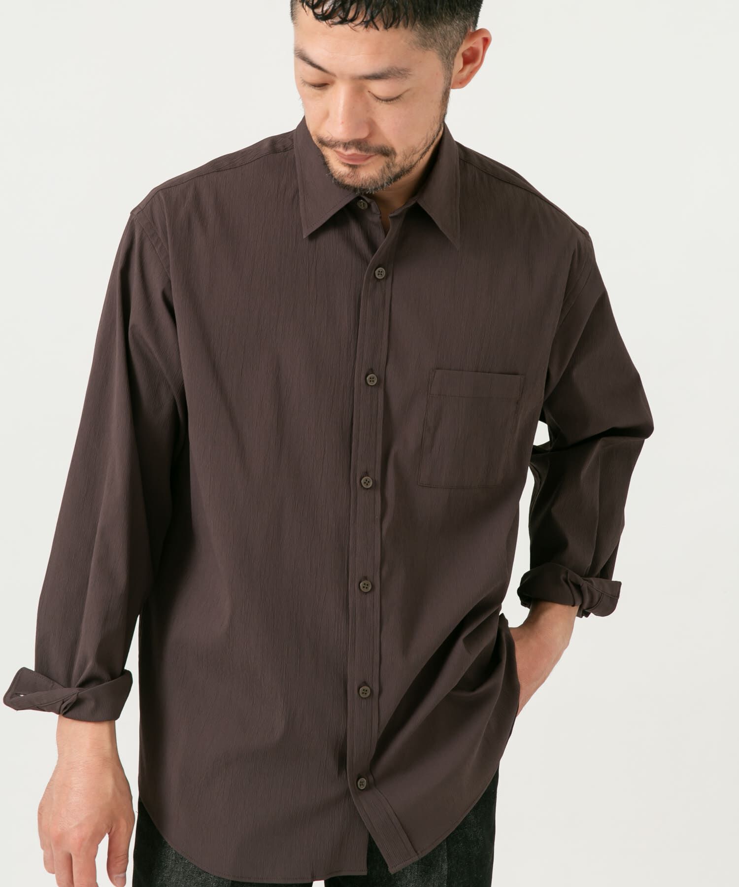 URBAN RESEARCH ROSSO「『XLサイズあり』ストレッチワッシャーロングスリーブシャツ」|シャツ・ブラウス|