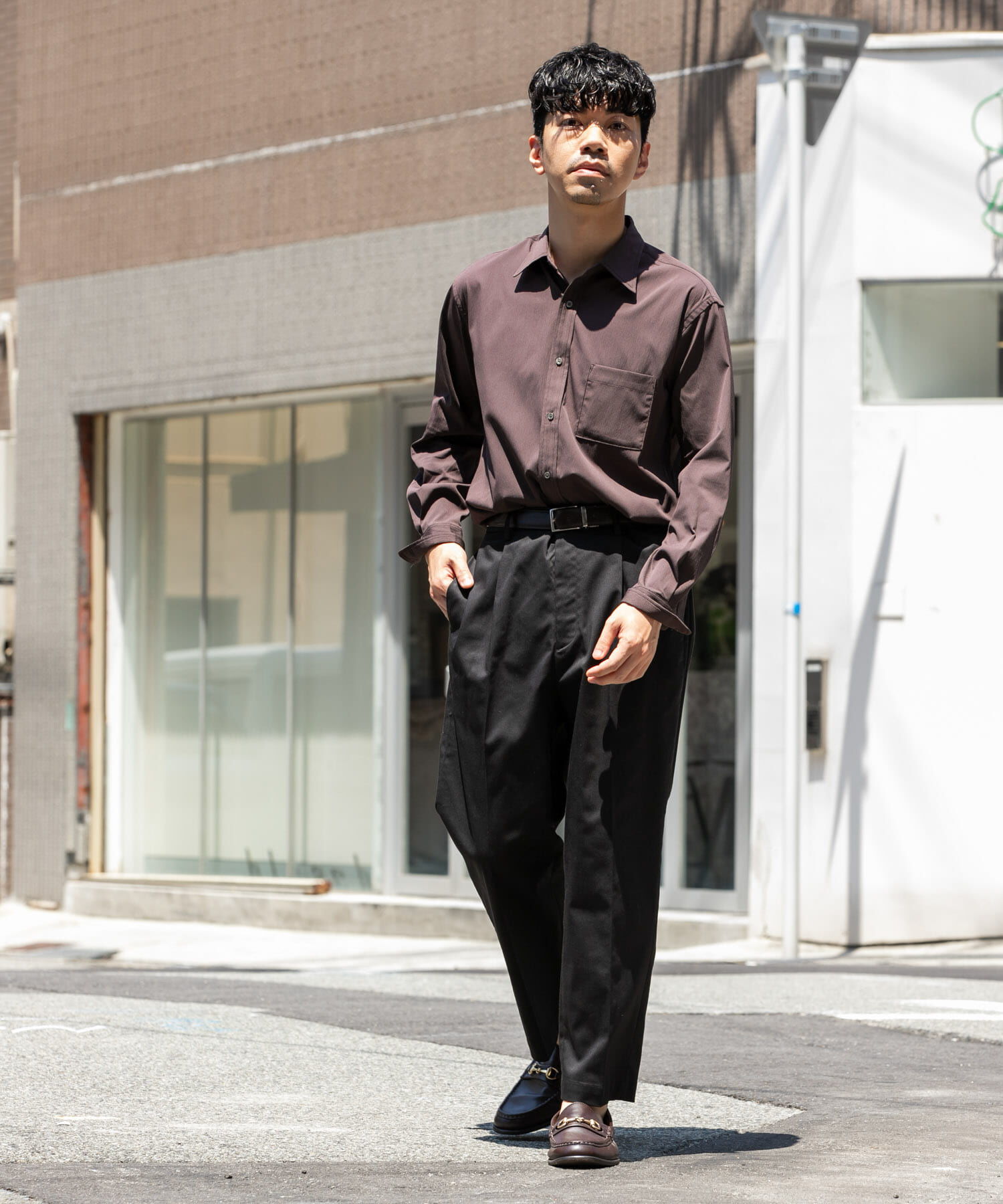 URBAN RESEARCH ROSSO「『XLサイズあり』ストレッチワッシャーロングスリーブシャツ」|シャツ・ブラウス|