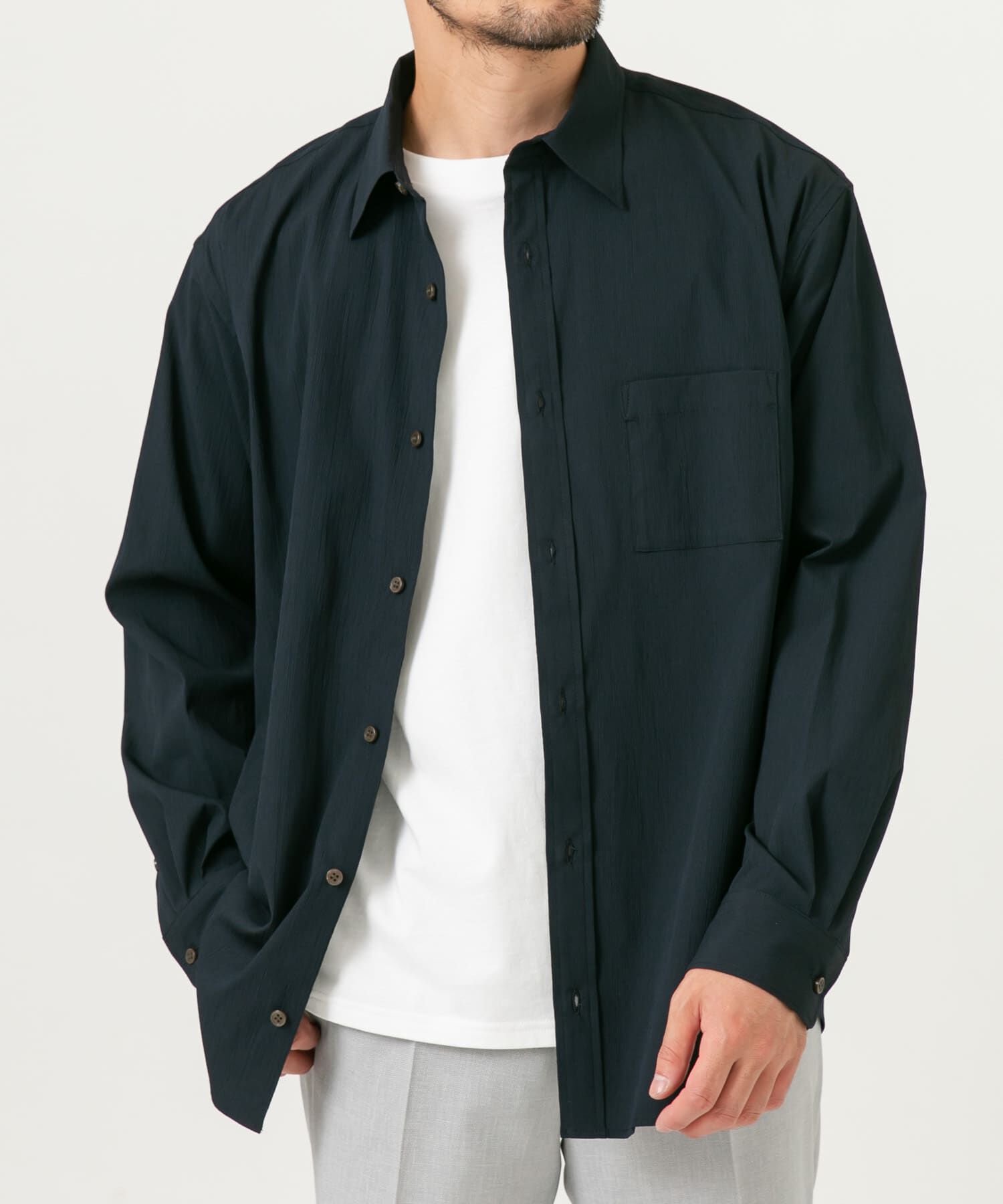 URBAN RESEARCH ROSSO「『XLサイズあり』ストレッチワッシャーロングスリーブシャツ」|シャツ・ブラウス|