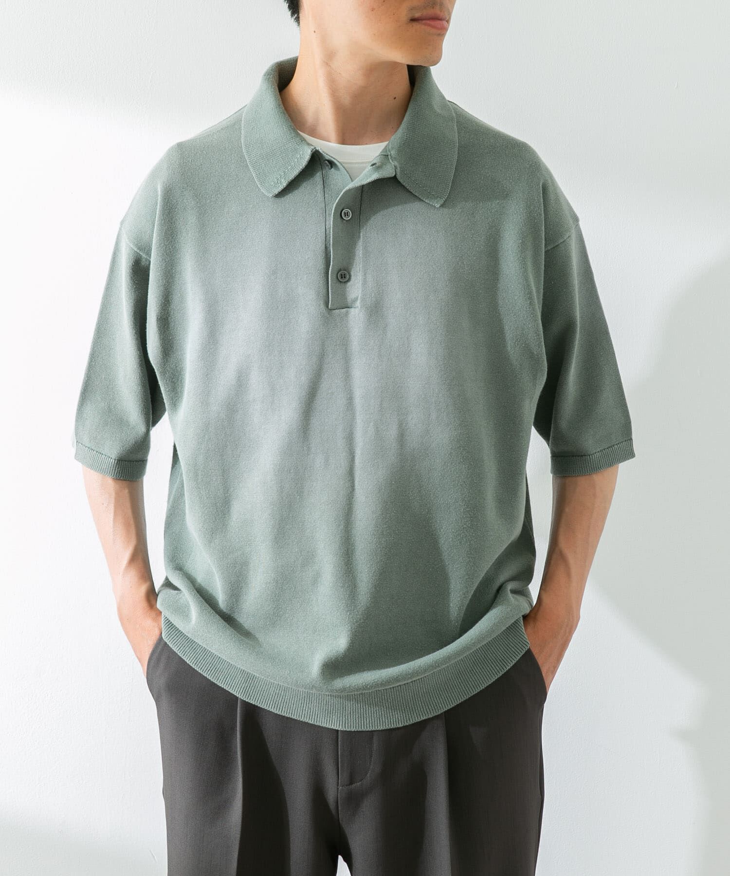 Sonny Label 「ピグメントニットポロシャツ」|ニット・セーター|