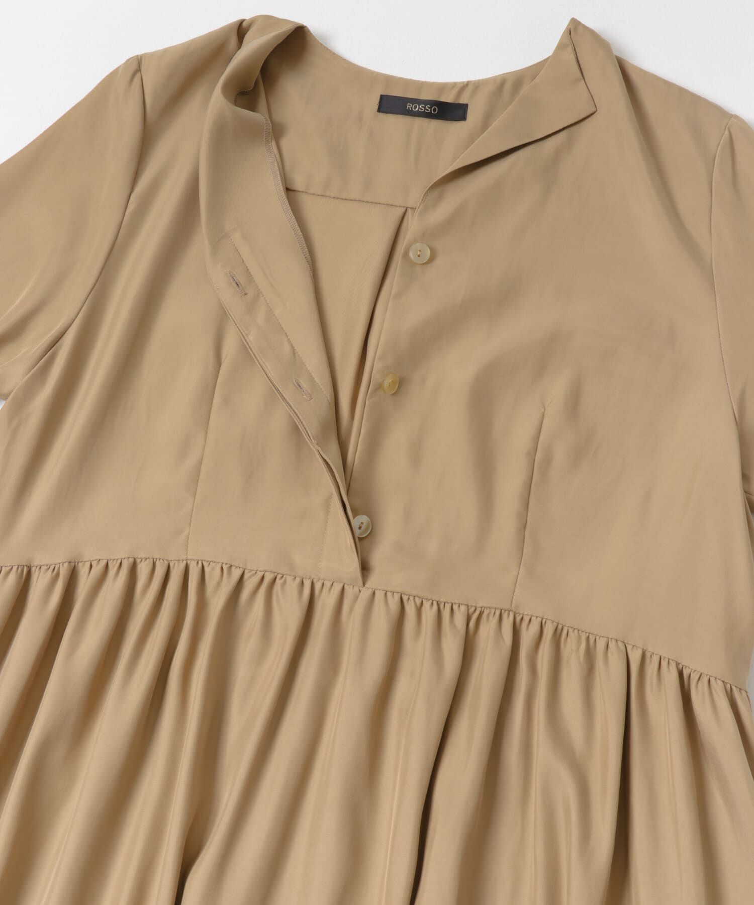 URBAN RESEARCH ROSSO「キュプラ混フィブリルギャザーワンピース」|ワンピース|