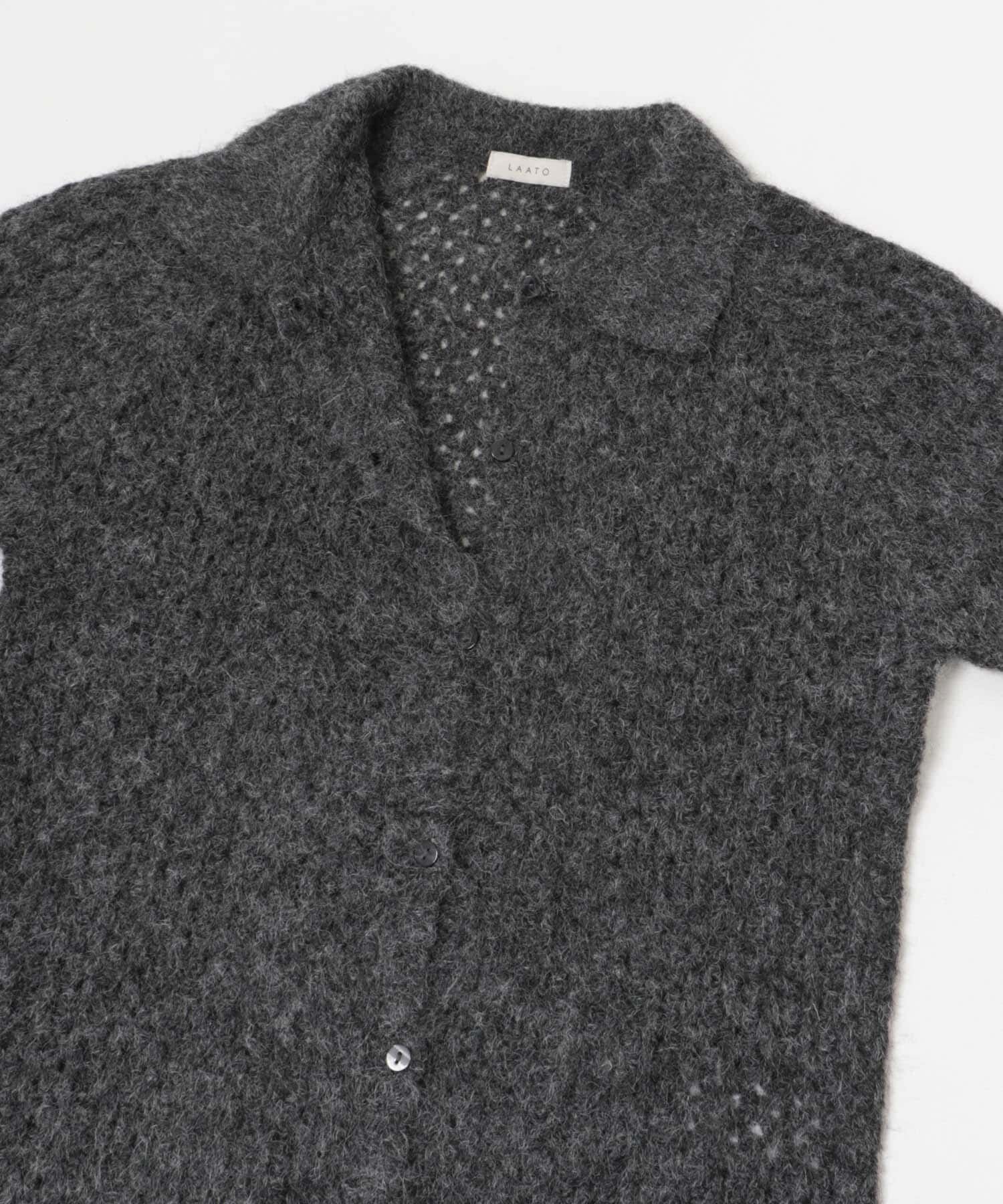 LAATO「mesh knit polo cardigan」|カーディガン|