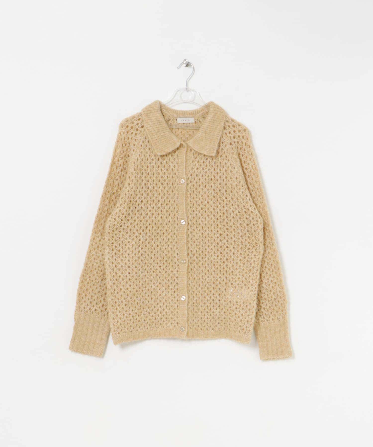 LAATO「mesh knit polo cardigan」|カーディガン|