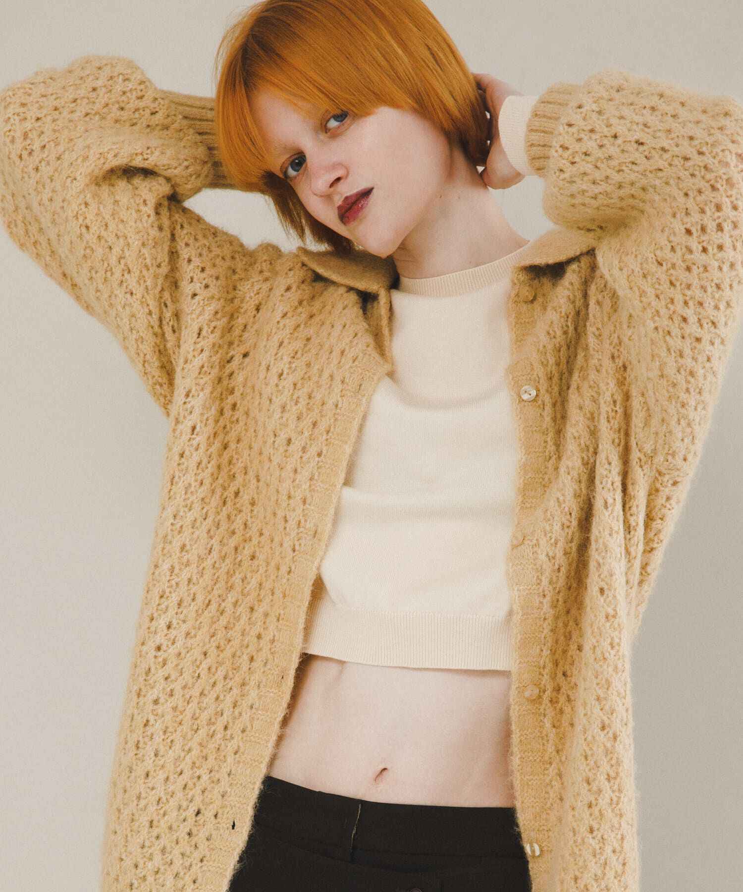 LAATO「mesh knit polo cardigan」|カーディガン|