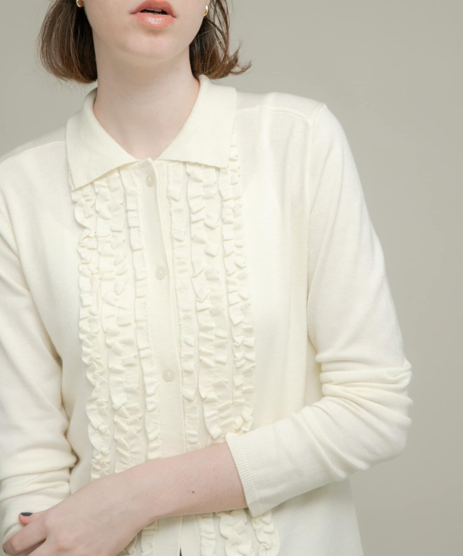 Sonny Label 「シルク混フリルニットシャツ」|ニット・セーター|