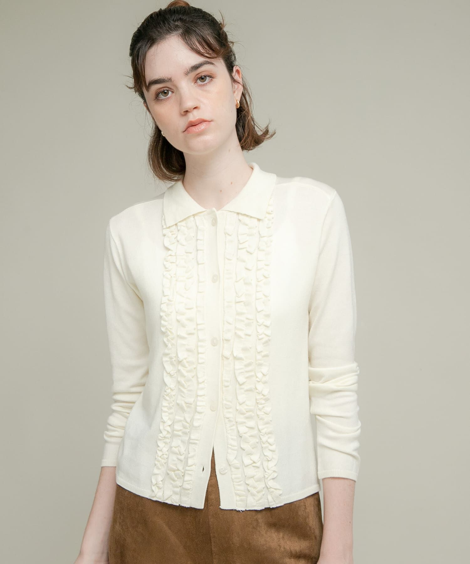 Sonny Label 「シルク混フリルニットシャツ」|ニット・セーター|