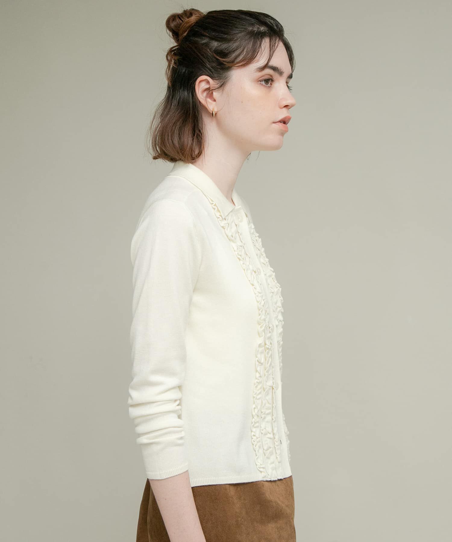 Sonny Label 「シルク混フリルニットシャツ」|ニット・セーター|