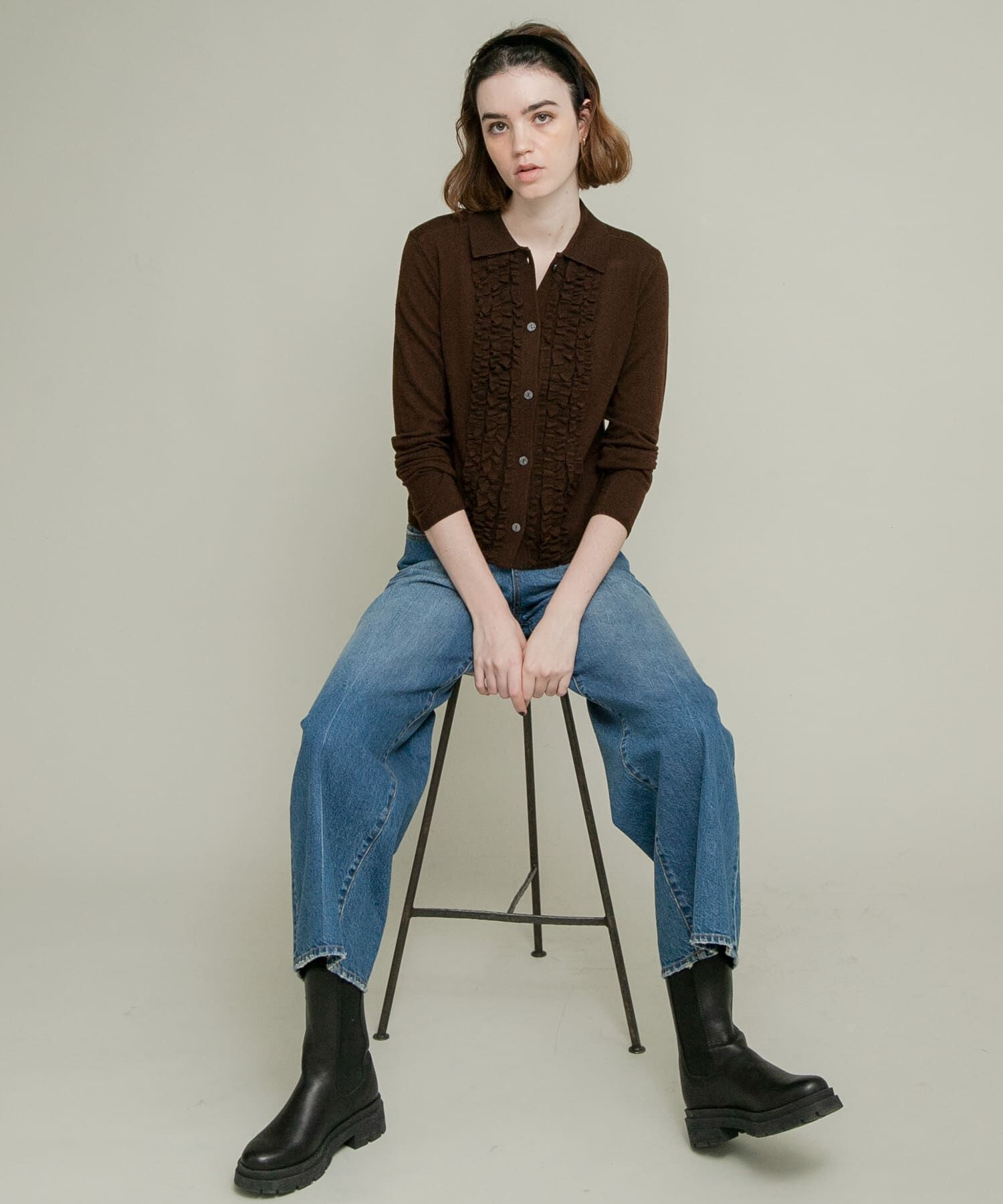 Sonny Label 「シルク混フリルニットシャツ」|ニット・セーター|