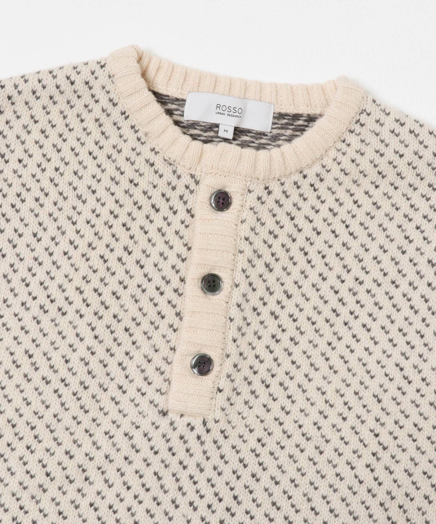URBAN RESEARCH ROSSO「『XLサイズあり』バーズアイ柄ヘンリーネックニット」|ニット・セーター|