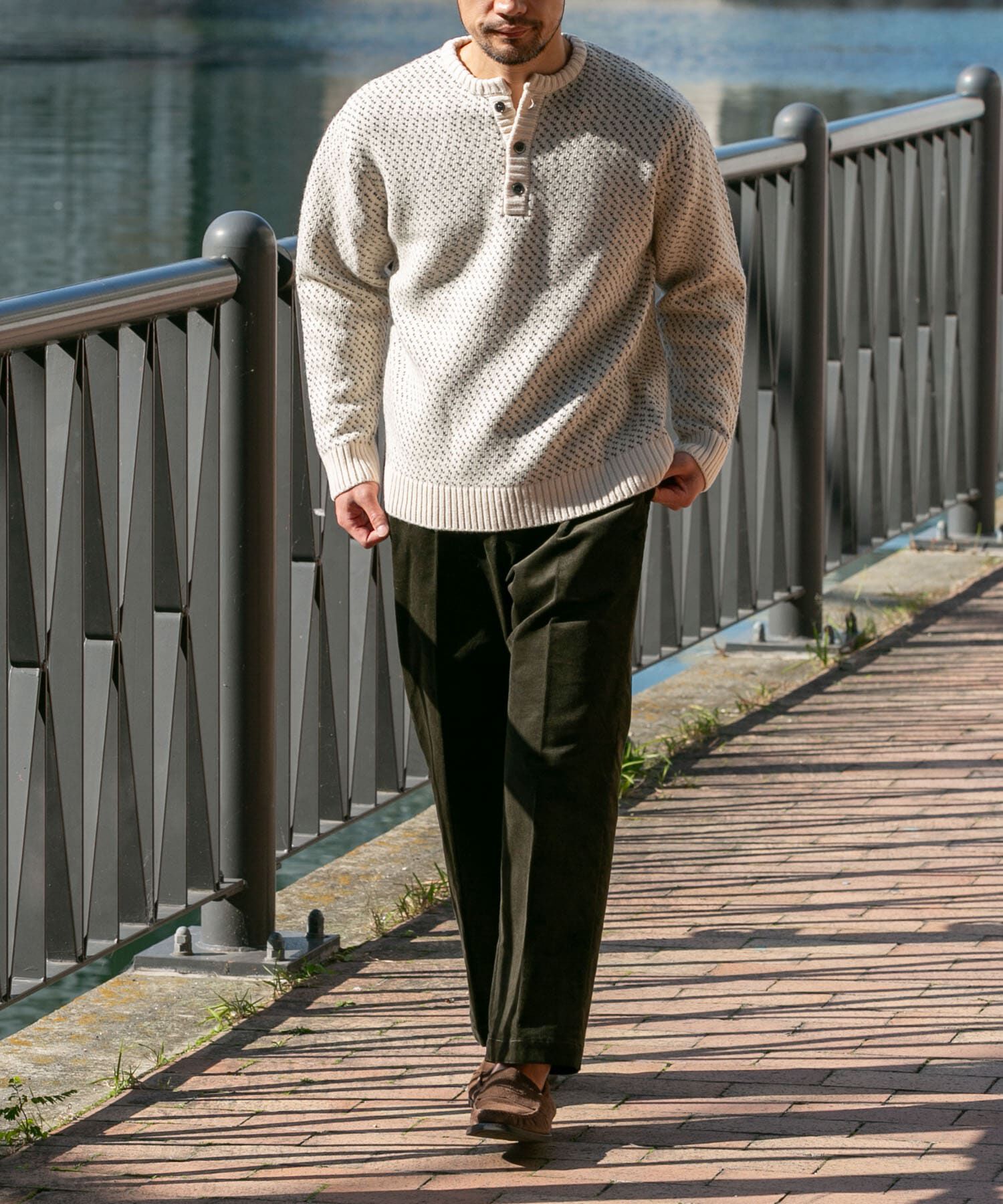 URBAN RESEARCH ROSSO「『XLサイズあり』バーズアイ柄ヘンリーネックニット」|ニット・セーター|