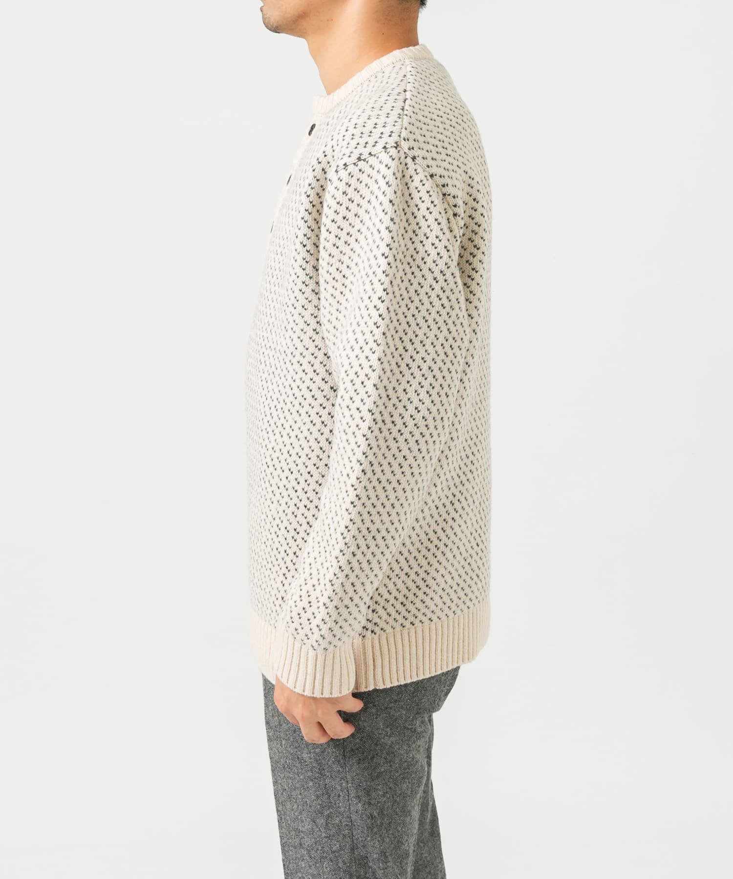 URBAN RESEARCH ROSSO「『XLサイズあり』バーズアイ柄ヘンリーネックニット」|ニット・セーター|