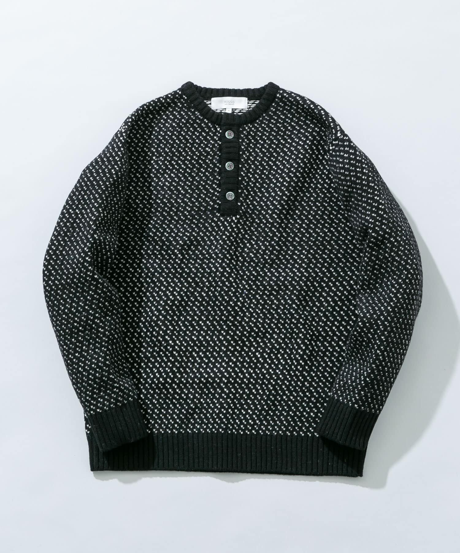 URBAN RESEARCH ROSSO「『XLサイズあり』バーズアイ柄ヘンリーネックニット」|ニット・セーター|