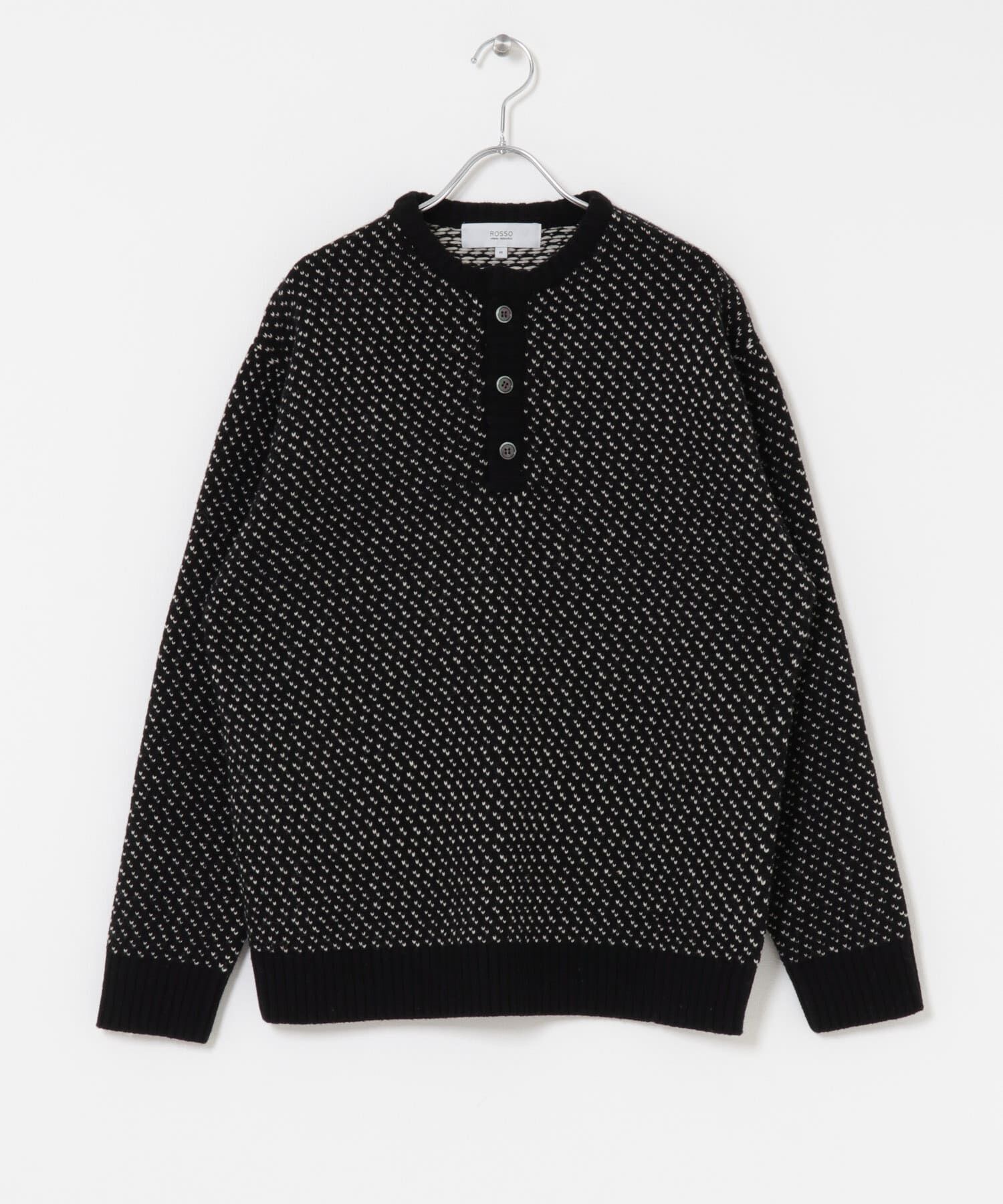 URBAN RESEARCH ROSSO「『XLサイズあり』バーズアイ柄ヘンリーネックニット」|ニット・セーター|