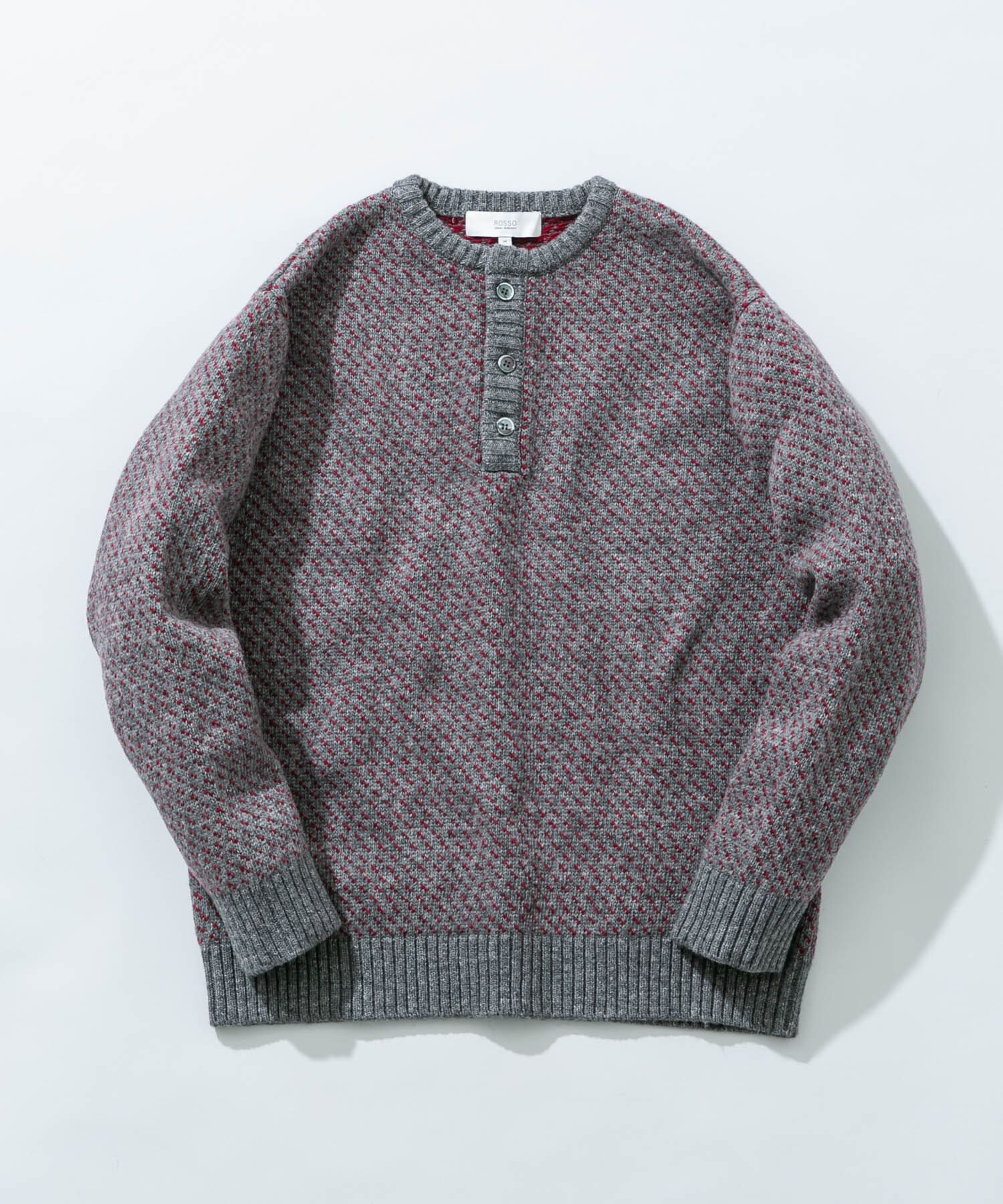URBAN RESEARCH ROSSO「『XLサイズあり』バーズアイ柄ヘンリーネックニット」|ニット・セーター|