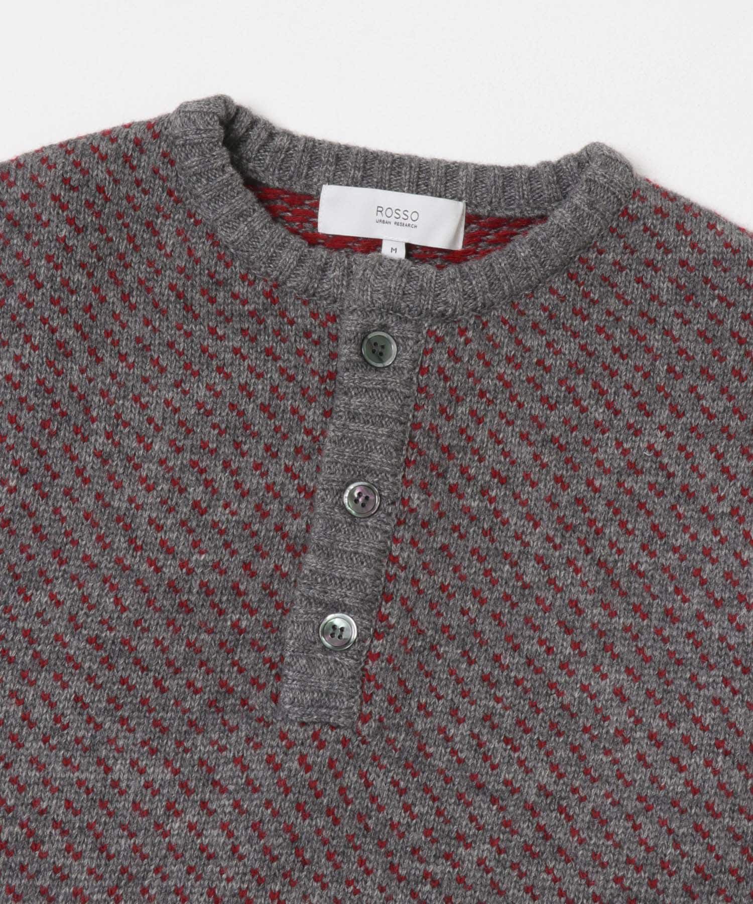 URBAN RESEARCH ROSSO「『XLサイズあり』バーズアイ柄ヘンリーネックニット」|ニット・セーター|