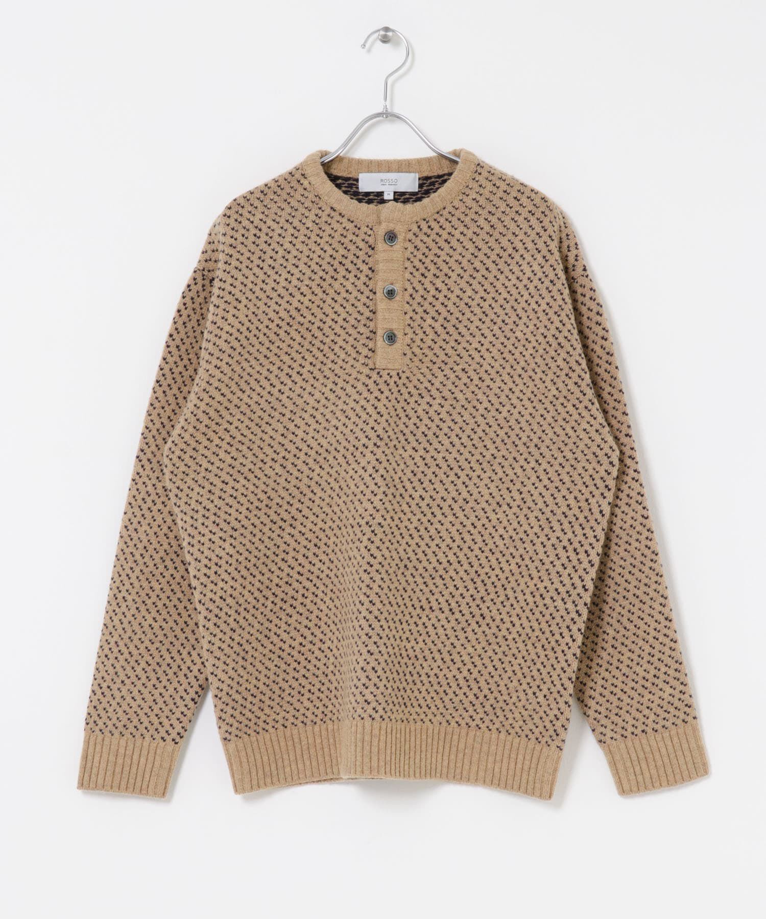 URBAN RESEARCH ROSSO「『XLサイズあり』バーズアイ柄ヘンリーネックニット」|ニット・セーター|