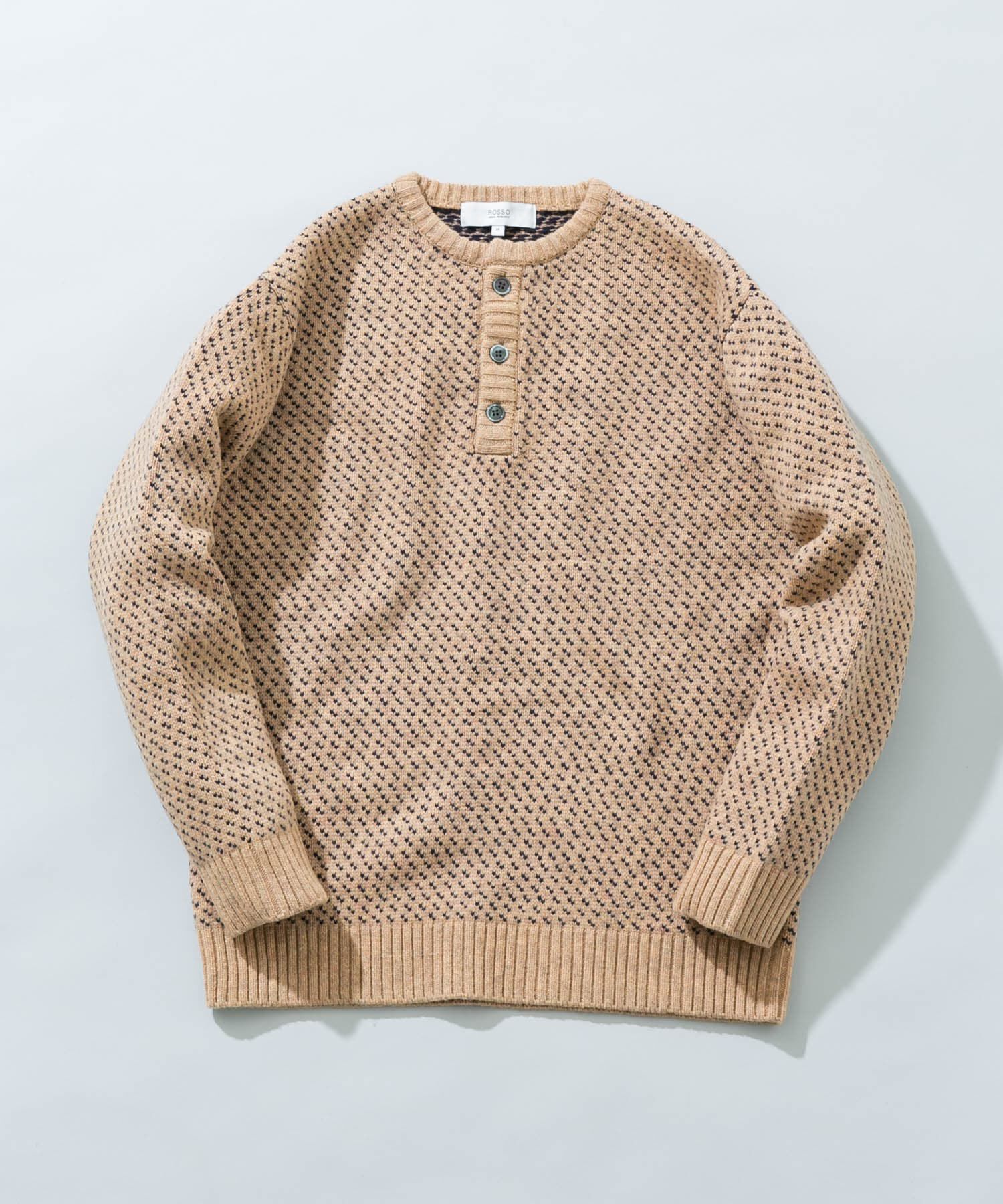 URBAN RESEARCH ROSSO「『XLサイズあり』バーズアイ柄ヘンリーネックニット」|ニット・セーター|