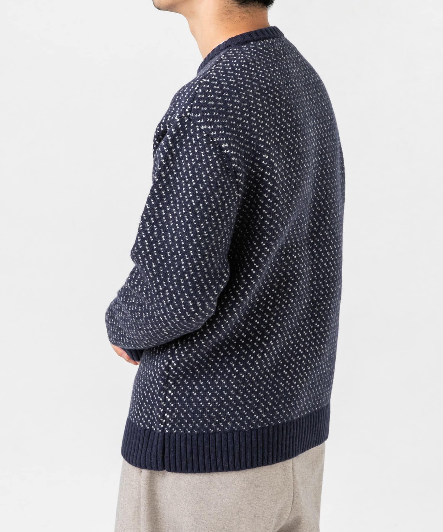 URBAN RESEARCH ROSSO「『XLサイズあり』バーズアイ柄ヘンリーネックニット」|ニット・セーター|