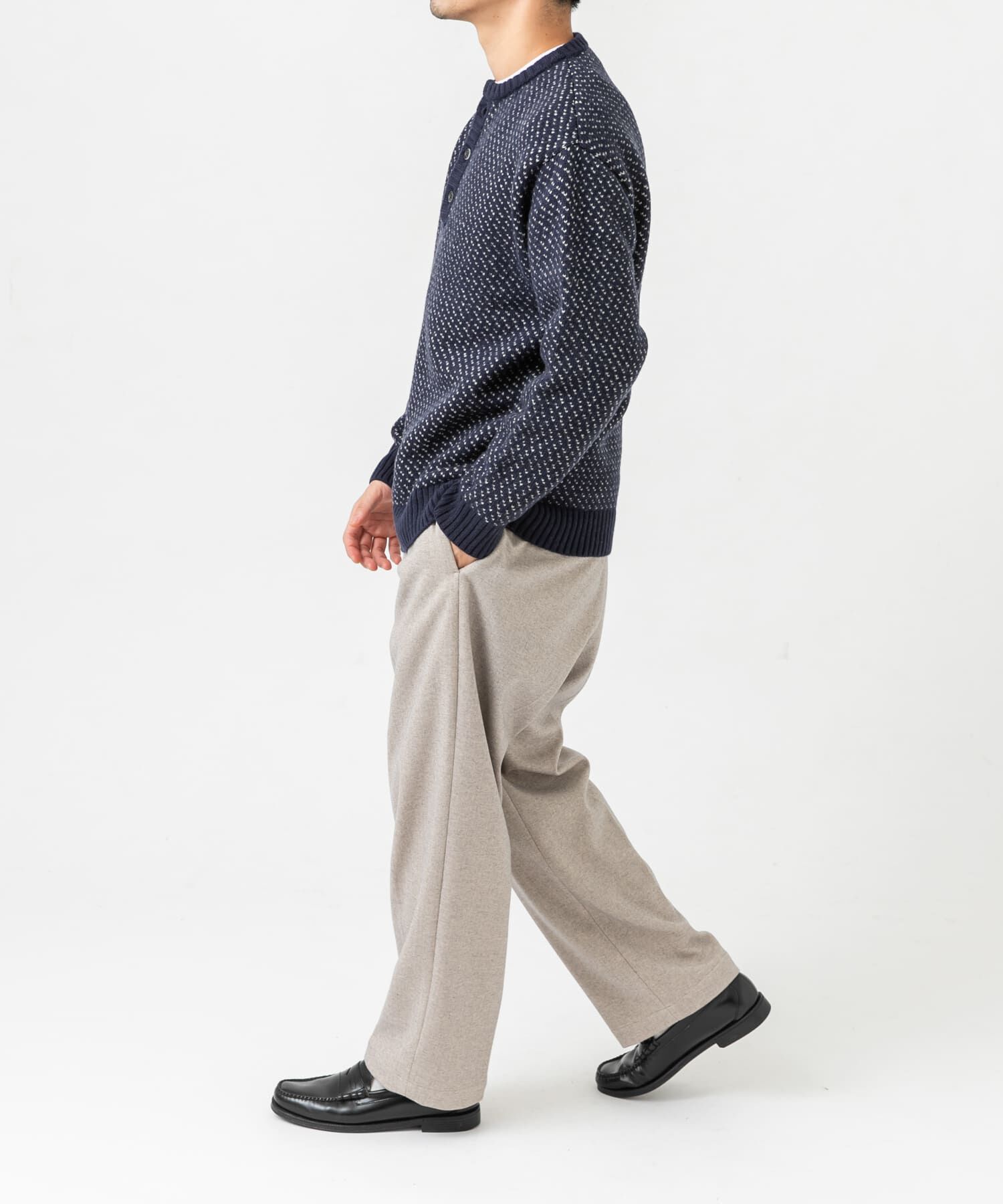 URBAN RESEARCH ROSSO「『XLサイズあり』バーズアイ柄ヘンリーネックニット」|ニット・セーター|