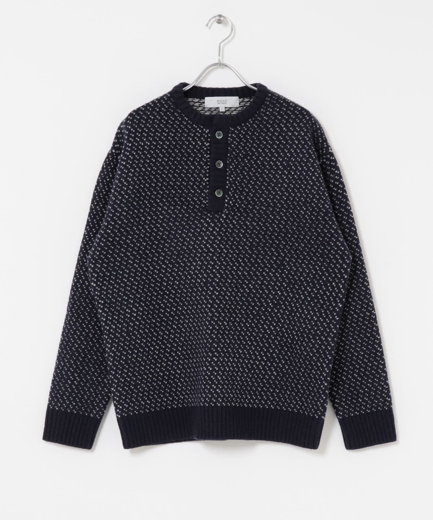 URBAN RESEARCH ROSSO「『XLサイズあり』バーズアイ柄ヘンリーネックニット」|ニット・セーター|