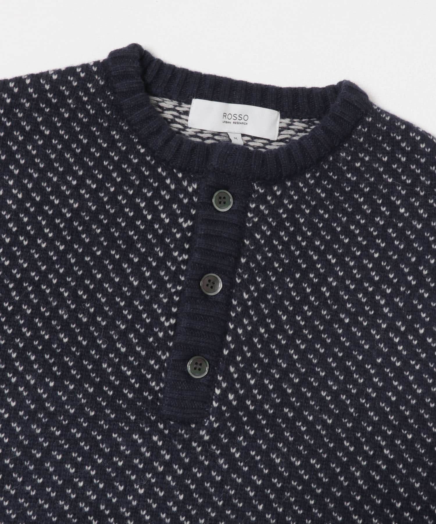 URBAN RESEARCH ROSSO「『XLサイズあり』バーズアイ柄ヘンリーネックニット」|ニット・セーター|
