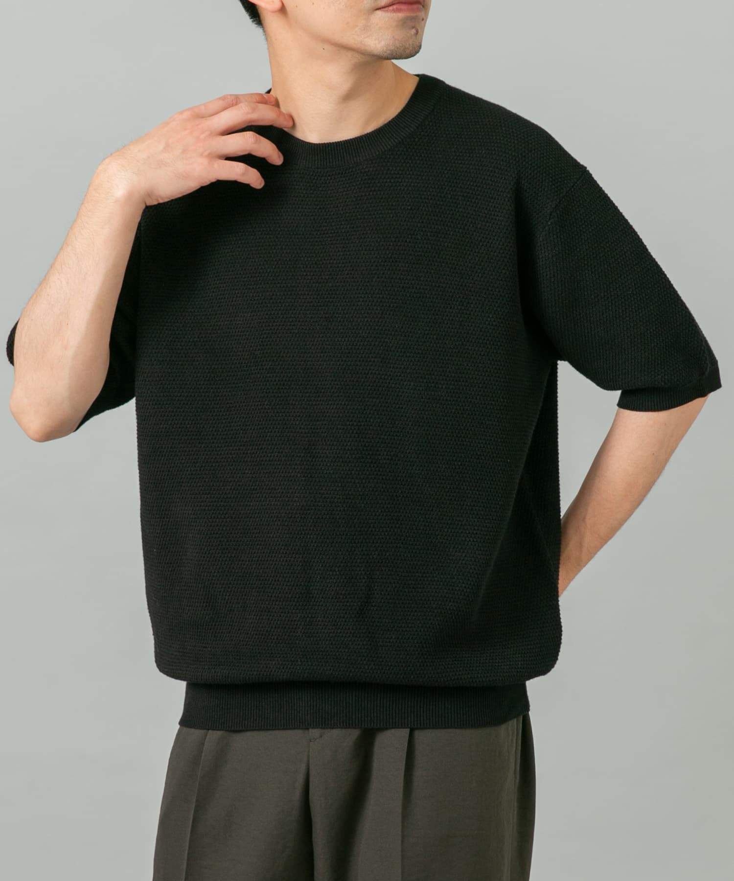 URBAN RESEARCH ROSSO「『WEB限定』変形カノコ半袖クルーネックニット」|ニット・セーター|