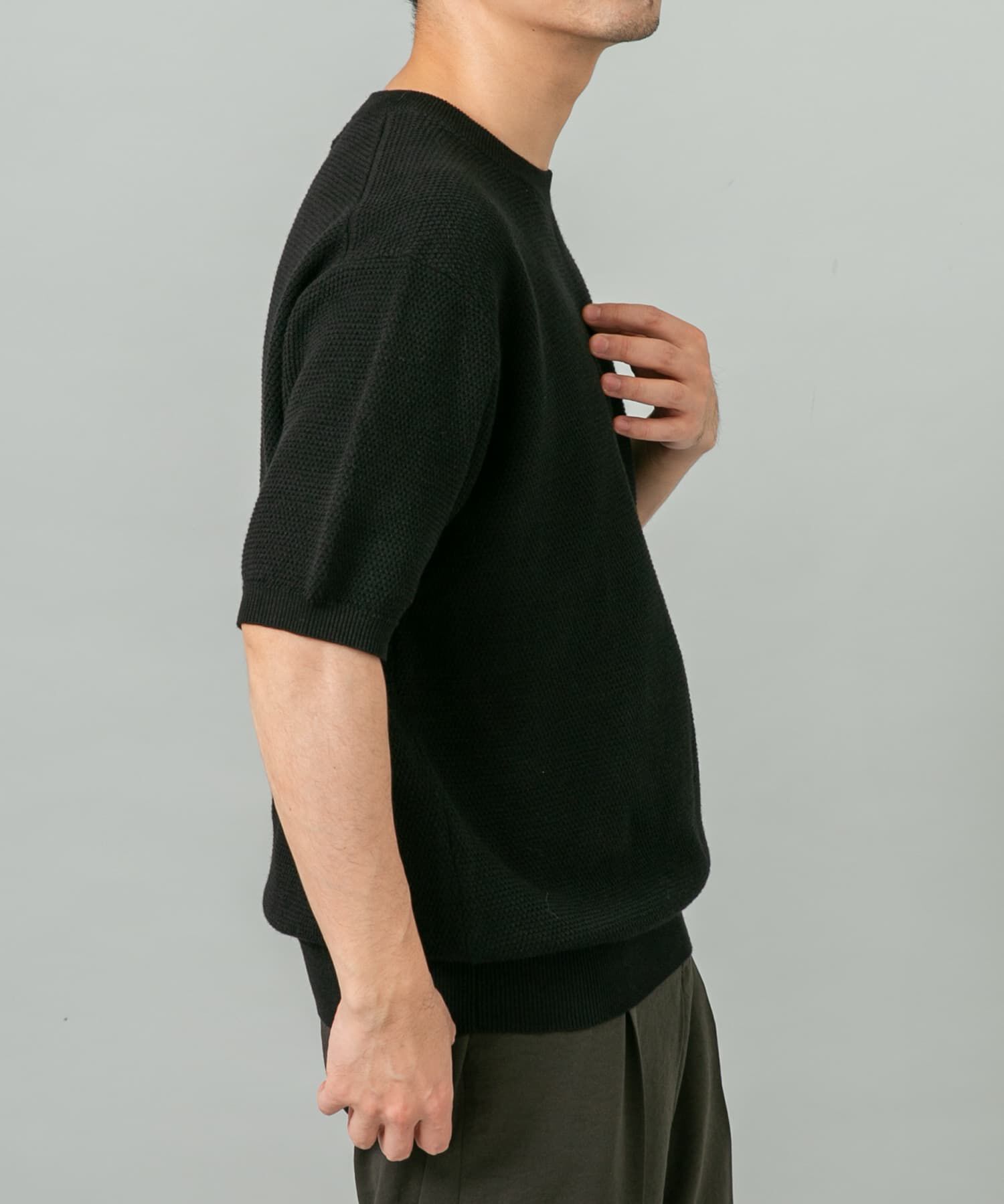 URBAN RESEARCH ROSSO「『WEB限定』変形カノコ半袖クルーネックニット」|ニット・セーター|