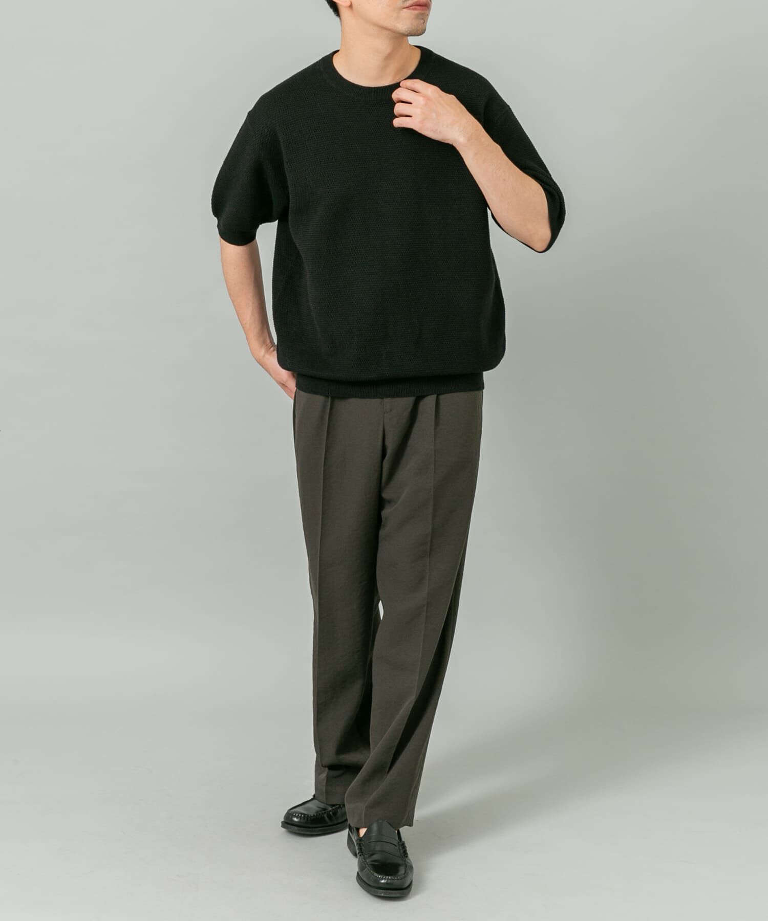 URBAN RESEARCH ROSSO「『WEB限定』変形カノコ半袖クルーネックニット」|ニット・セーター|