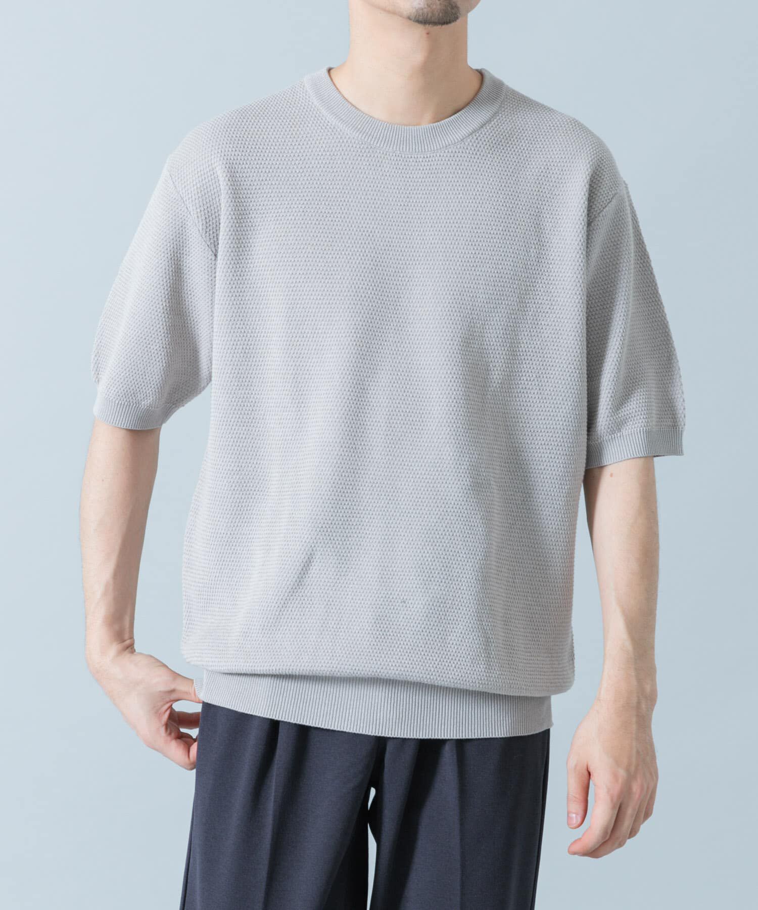 URBAN RESEARCH ROSSO「『WEB限定』変形カノコ半袖クルーネックニット」|ニット・セーター|