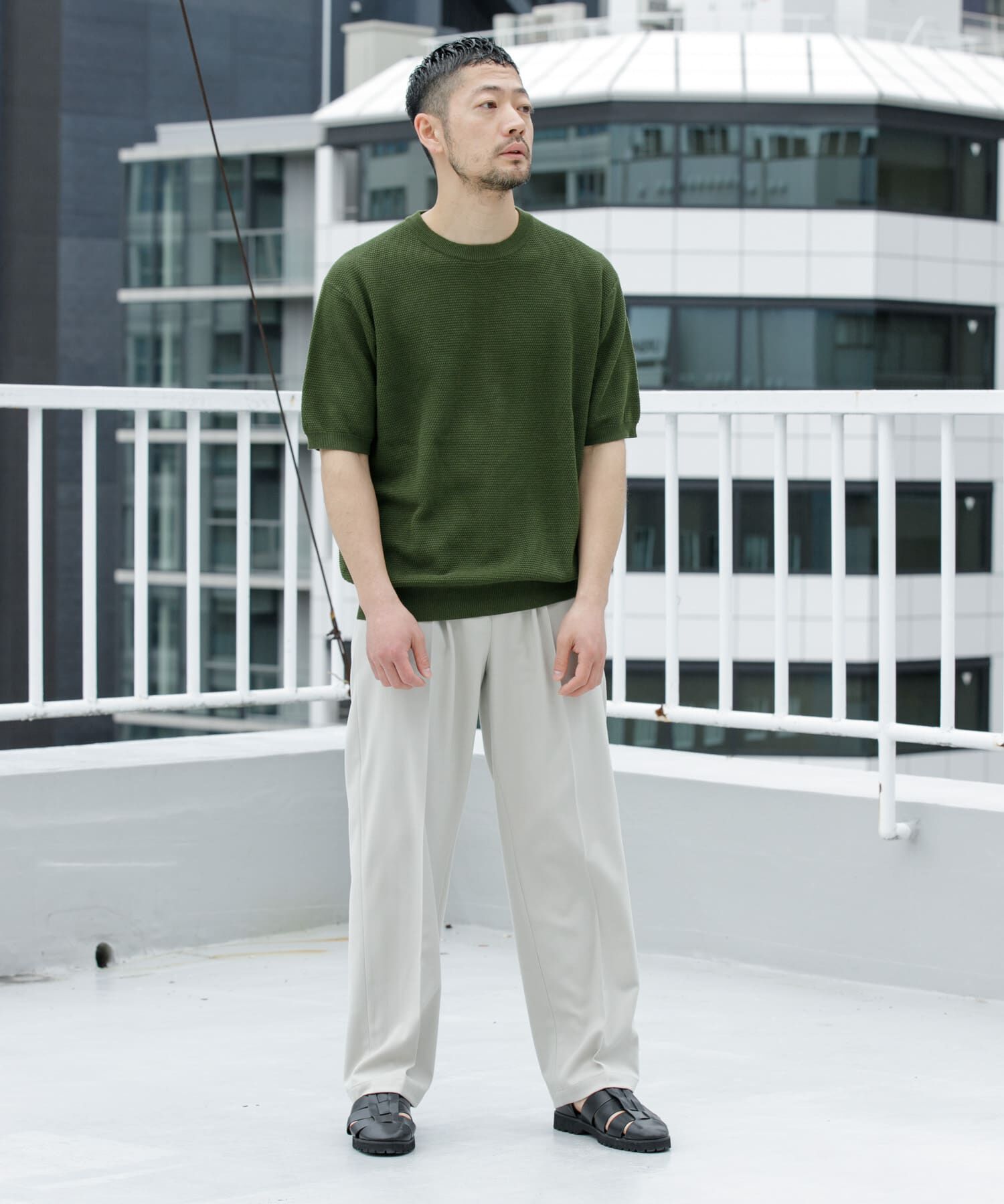 URBAN RESEARCH ROSSO「『WEB限定』変形カノコ半袖クルーネックニット」|ニット・セーター|