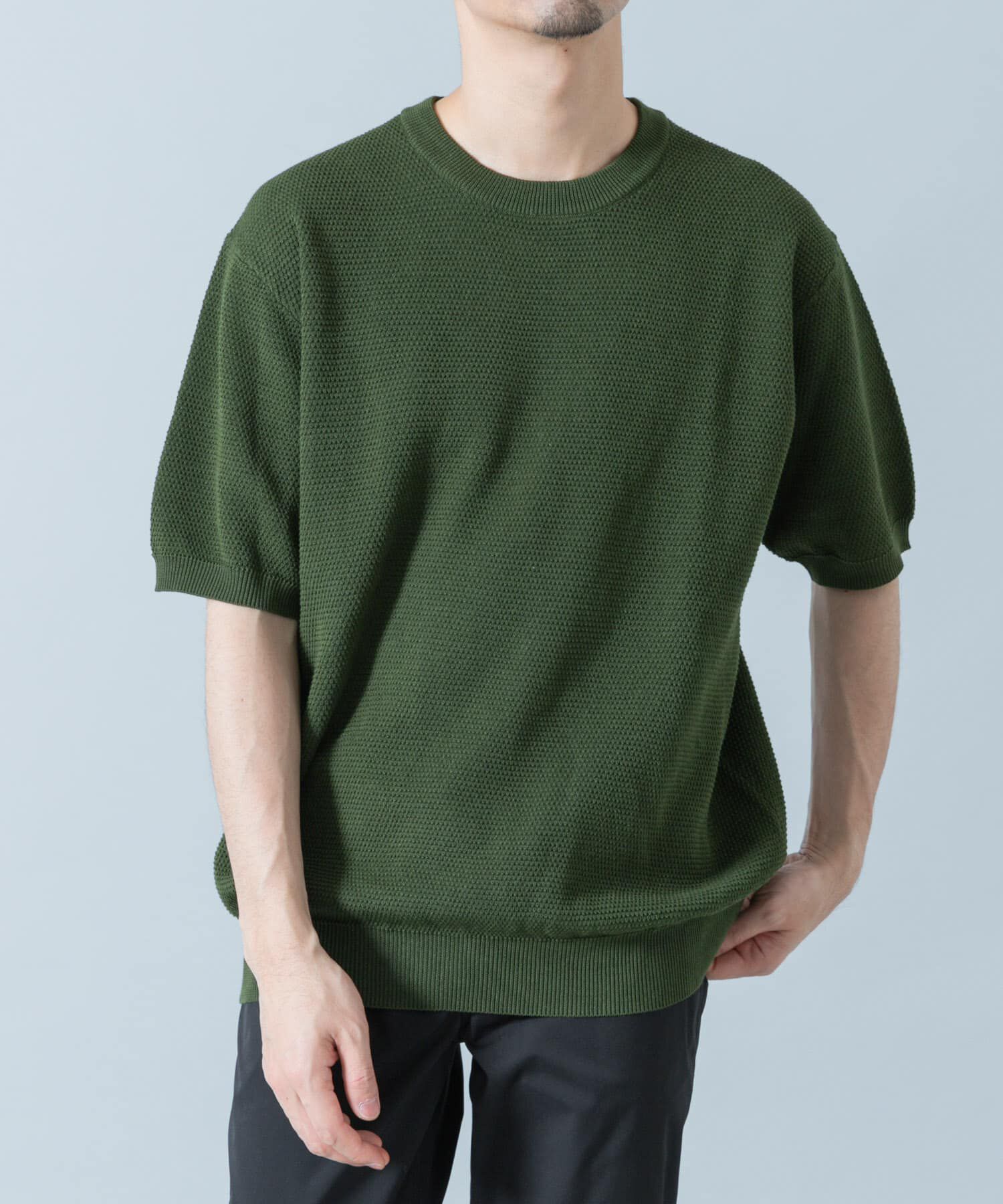 URBAN RESEARCH ROSSO「『WEB限定』変形カノコ半袖クルーネックニット」|ニット・セーター|