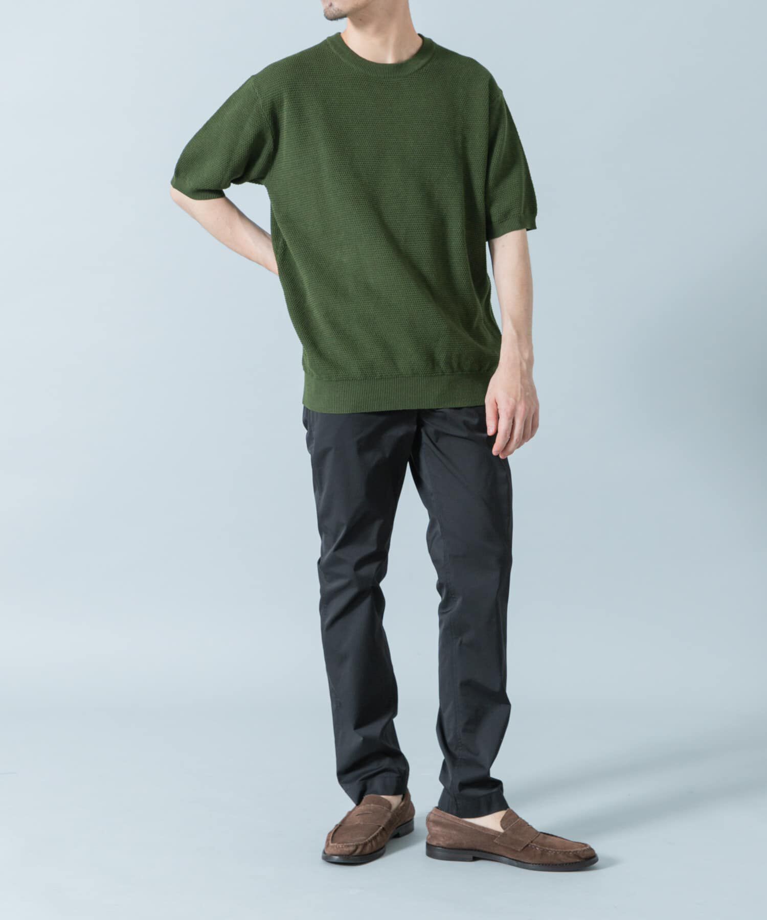 URBAN RESEARCH ROSSO「『WEB限定』変形カノコ半袖クルーネックニット」|ニット・セーター|