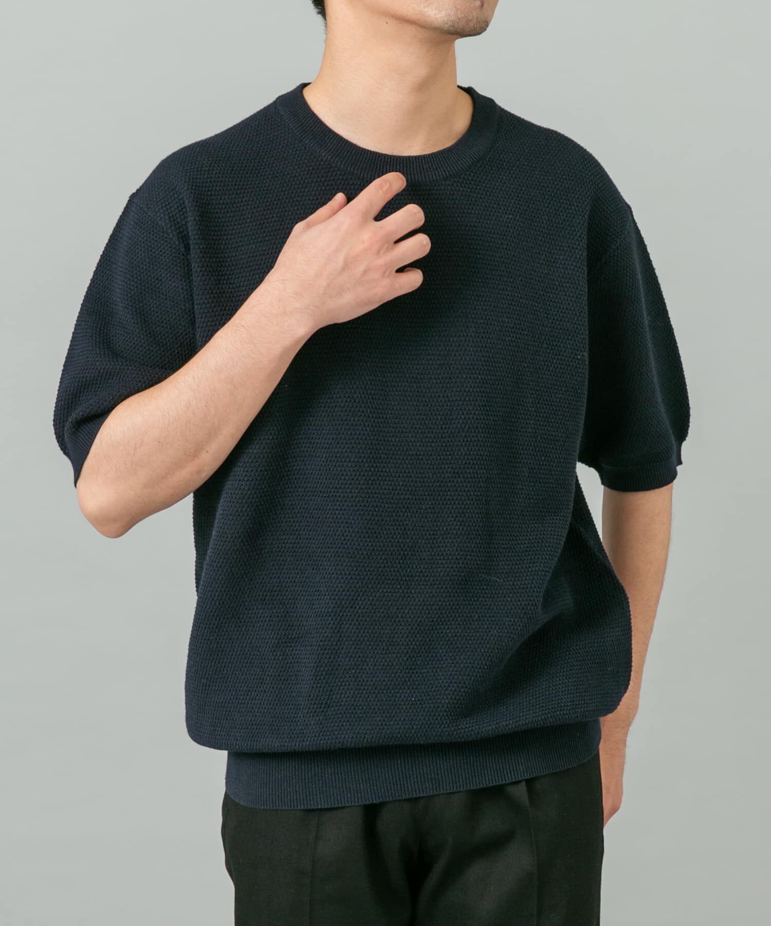 URBAN RESEARCH ROSSO「『WEB限定』変形カノコ半袖クルーネックニット」|ニット・セーター|