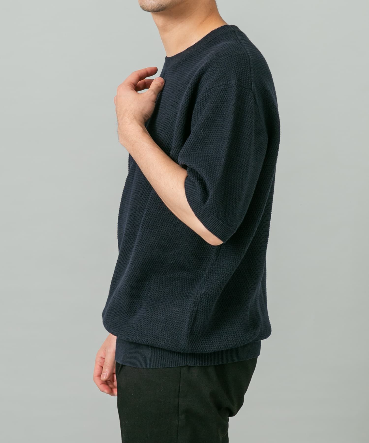 URBAN RESEARCH ROSSO「『WEB限定』変形カノコ半袖クルーネックニット」|ニット・セーター|