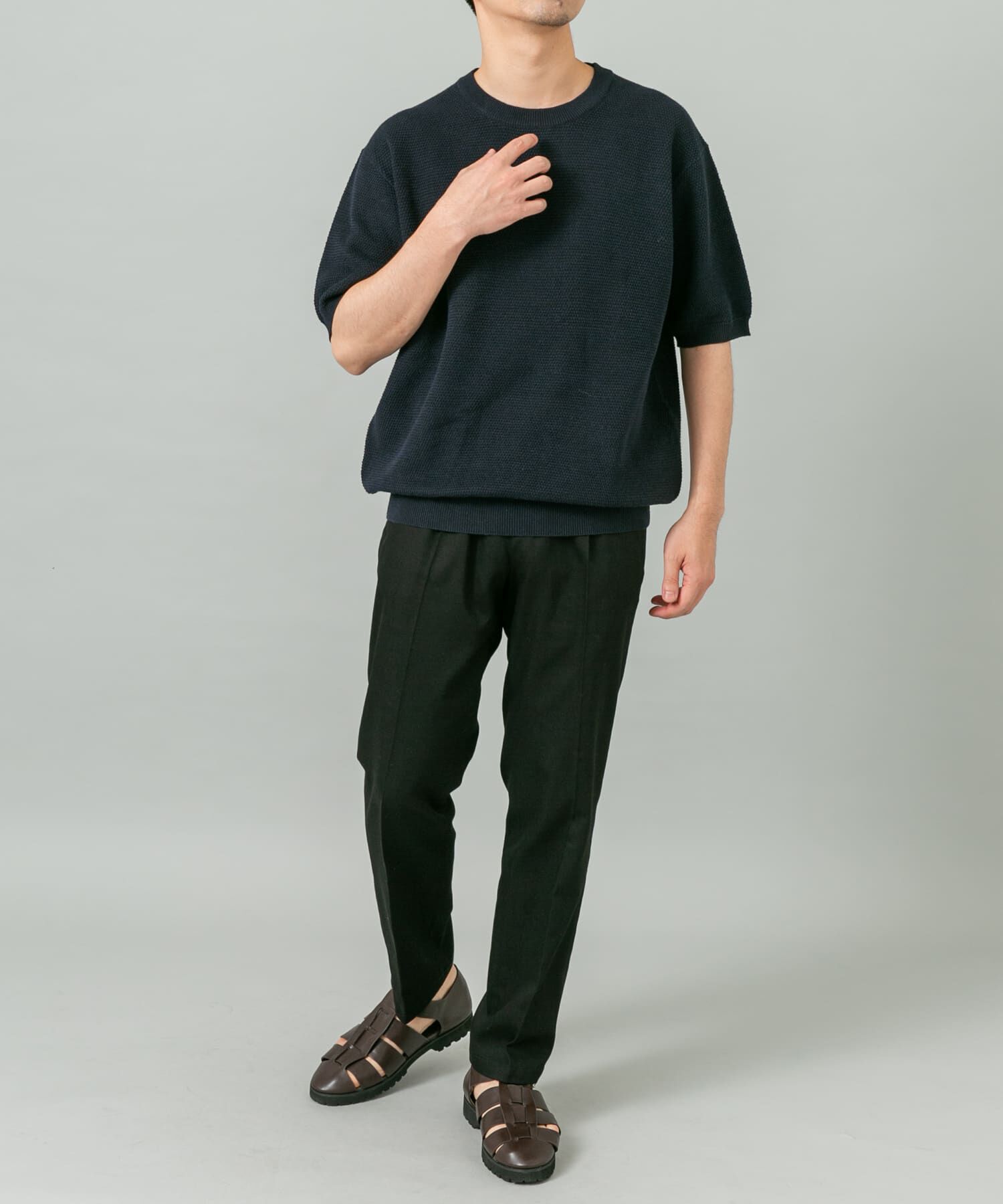 URBAN RESEARCH ROSSO「『WEB限定』変形カノコ半袖クルーネックニット」|ニット・セーター|