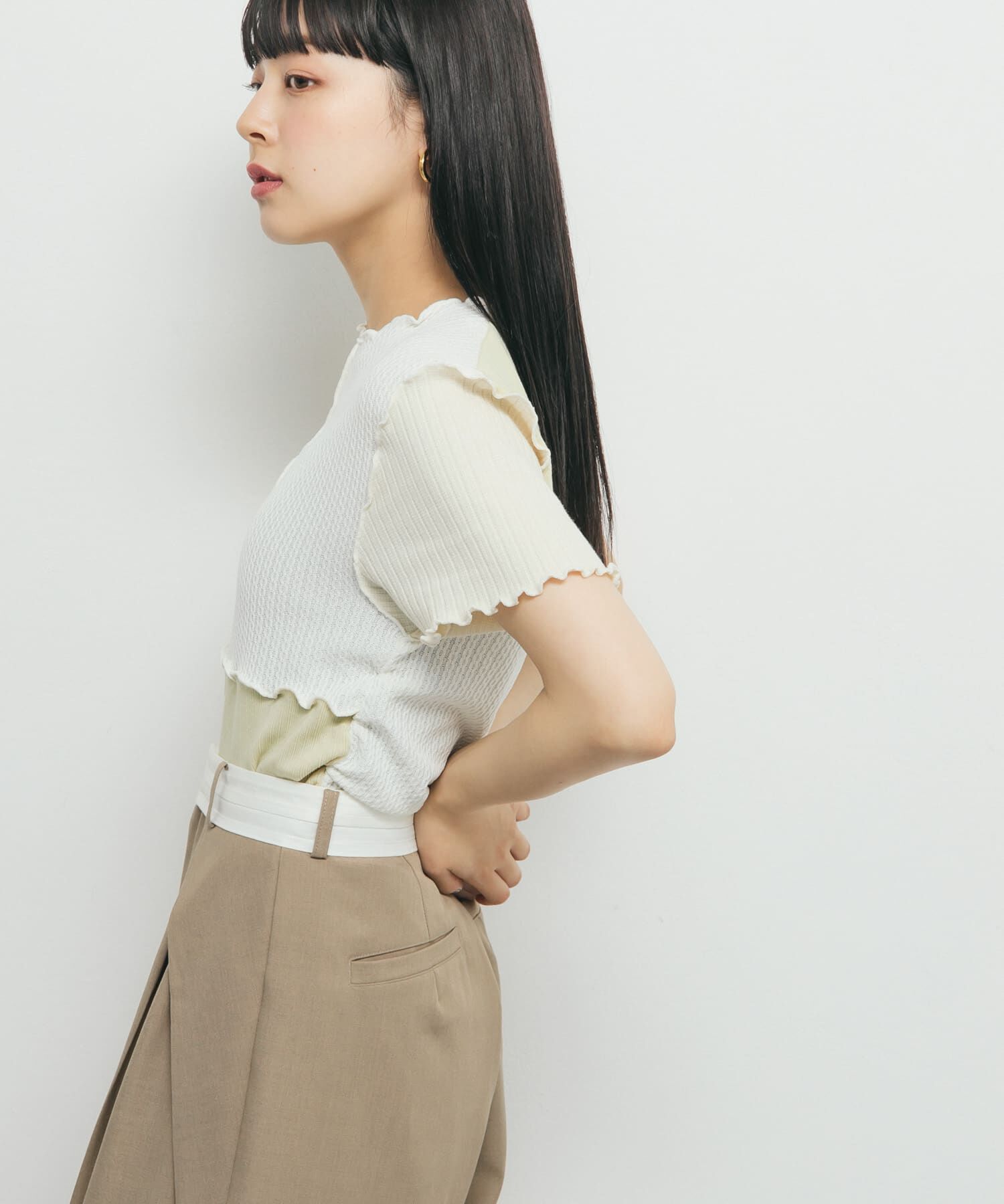  「MIXカラーパッチワークカットソー」|Tシャツ・カットソー|