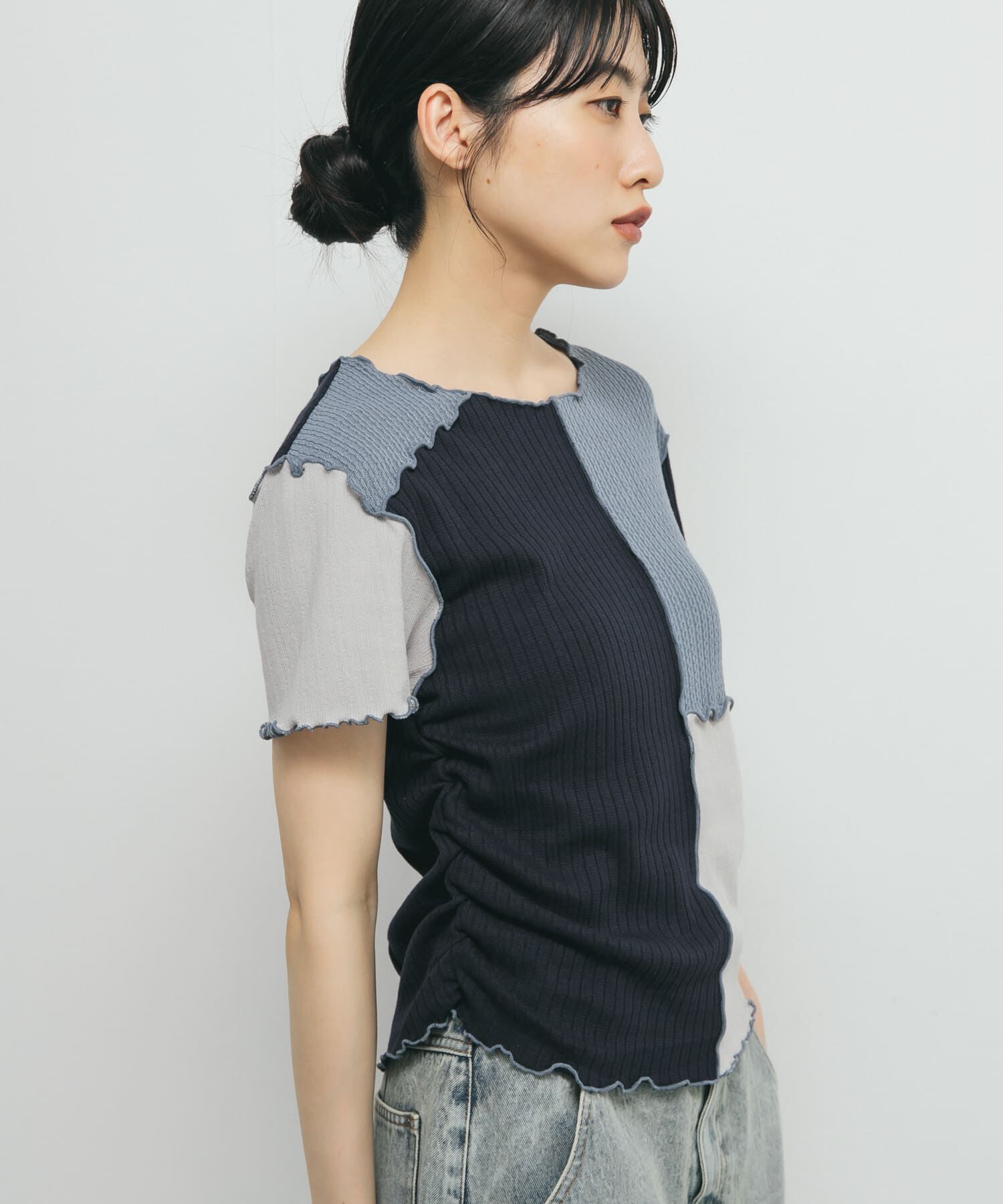  「MIXカラーパッチワークカットソー」|Tシャツ・カットソー|