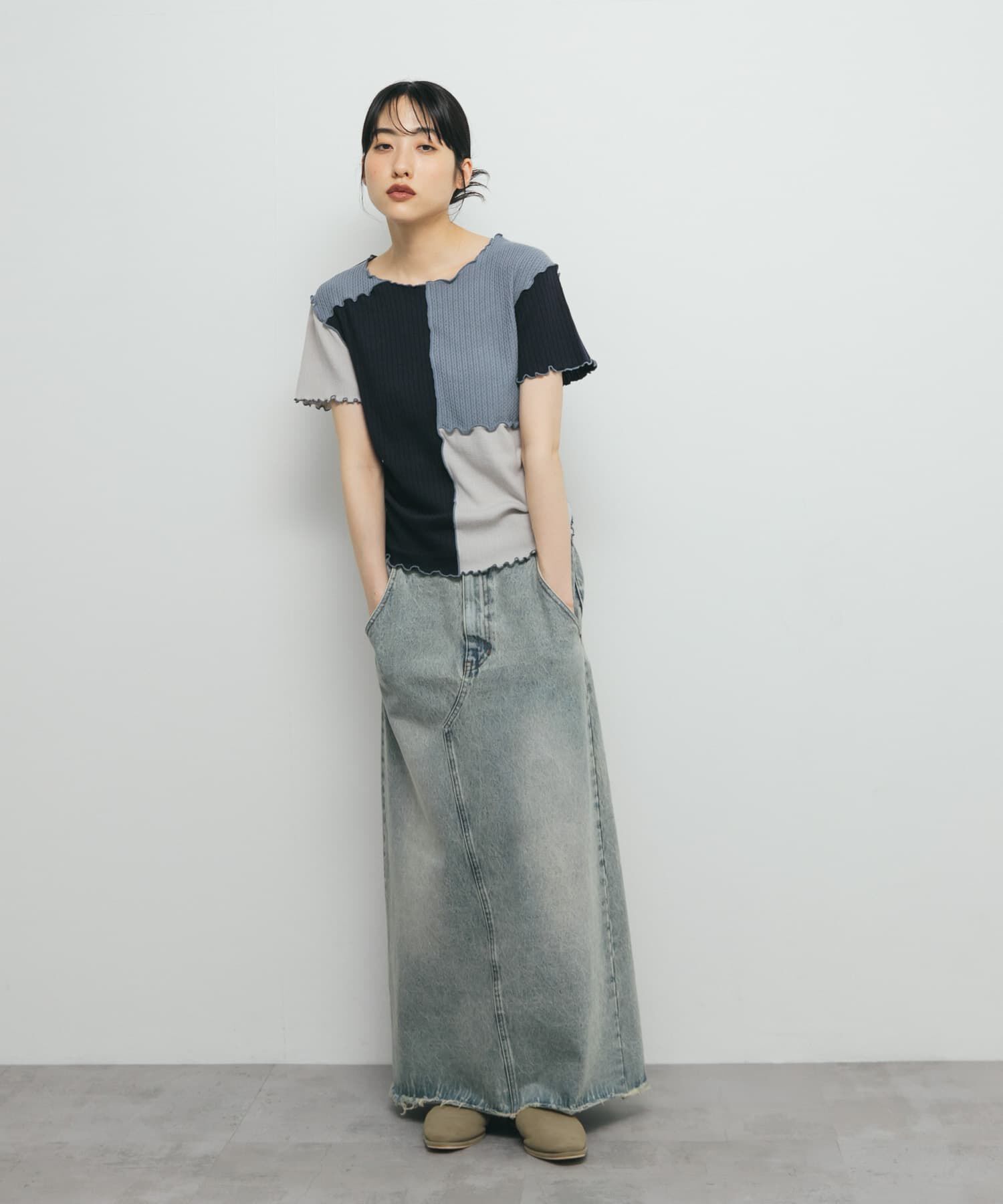  「MIXカラーパッチワークカットソー」|Tシャツ・カットソー|