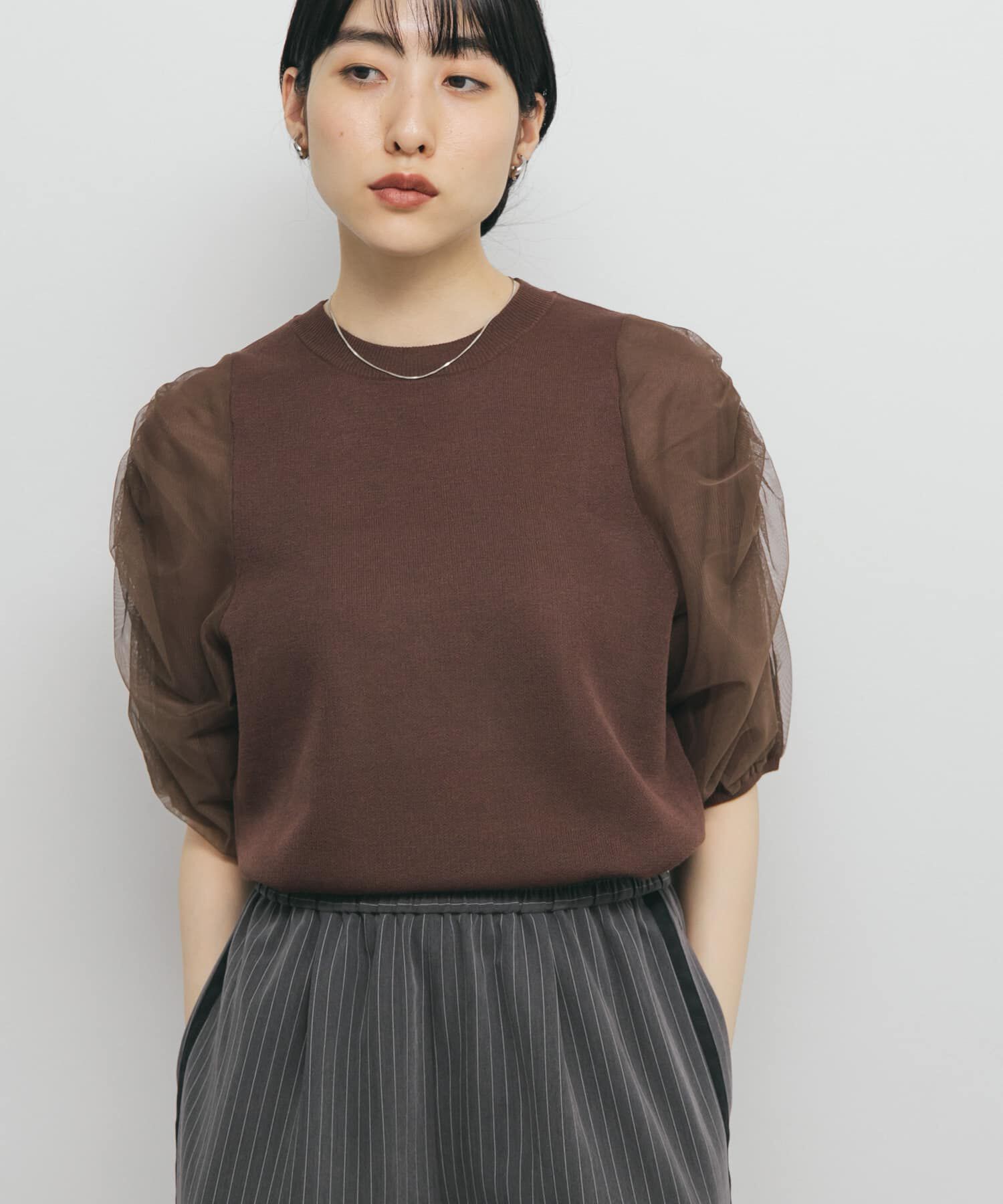  「チュールスリーブニット」|ニット・セーター|