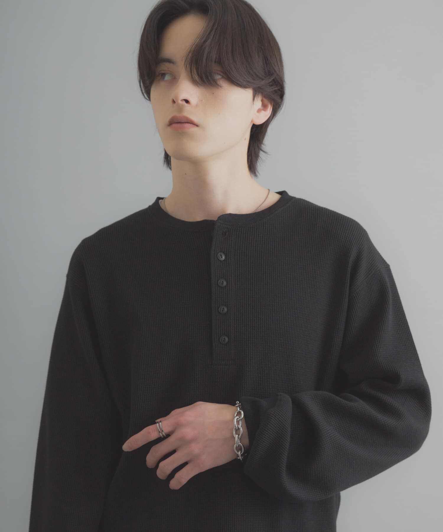 SENSE OF PLACE by URBAN RESEARCH「ワッフルヘンリーネックロングTシャツ」|Tシャツ・カットソー|