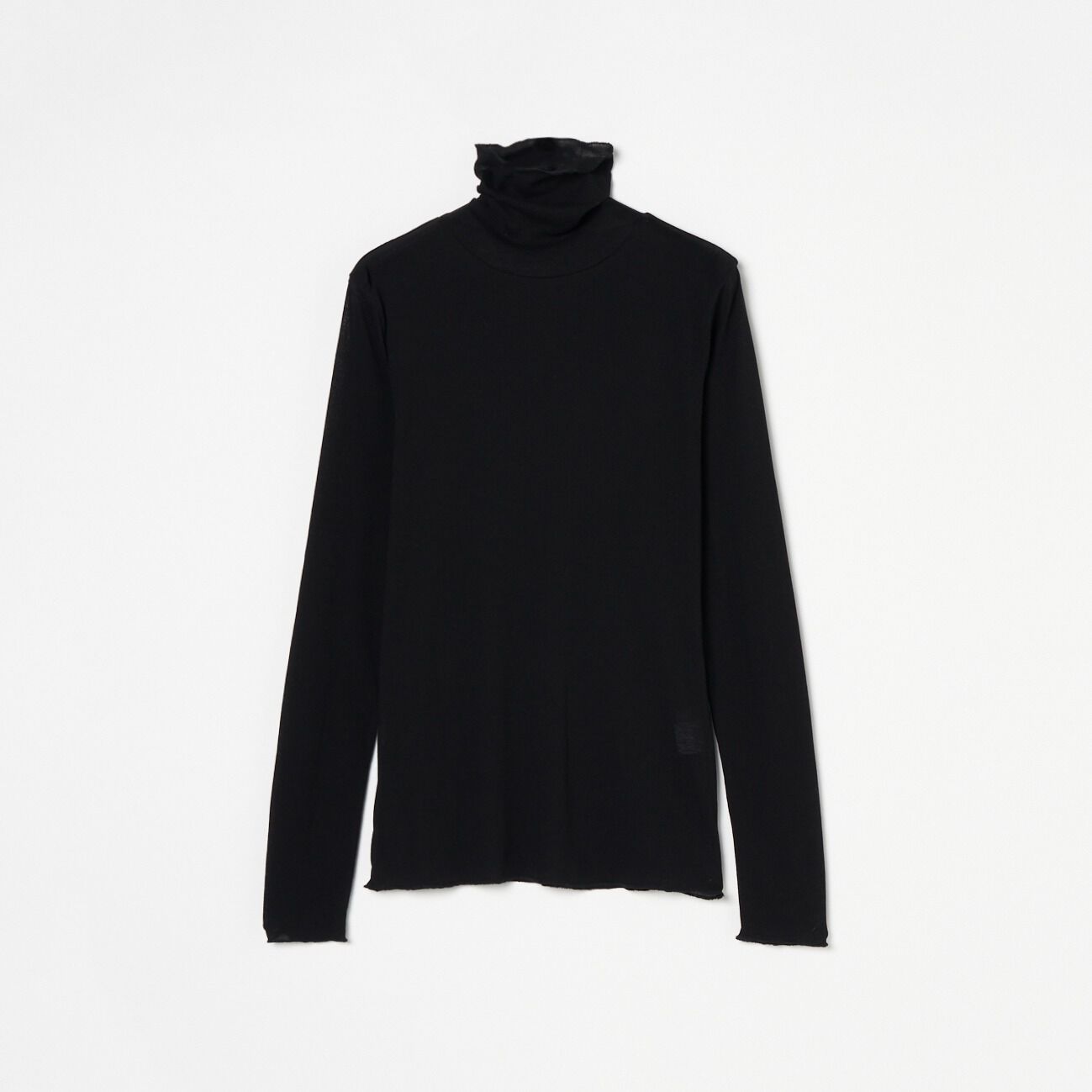 HELIOPOLE「HELIOPOLE 【smooth skin series】SHEER RIB JERSEY TURTLE」|Tシャツ・カットソー|ブラック