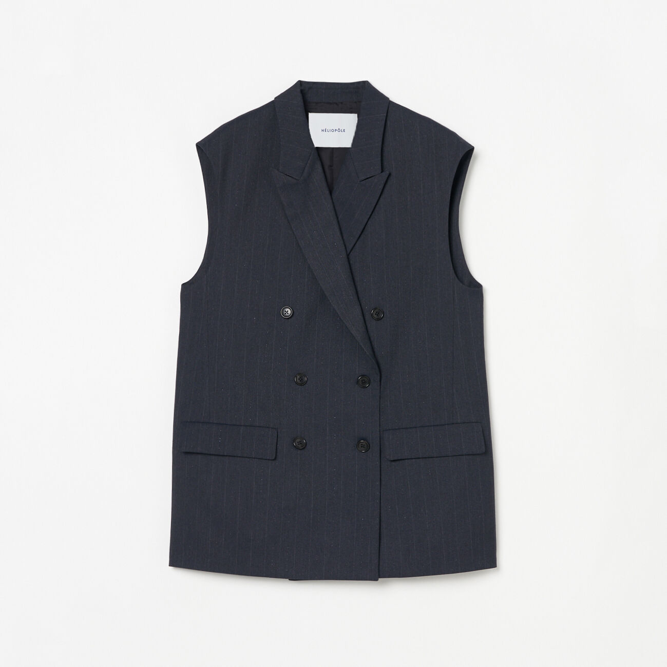 HELIOPOLE「HELIOPOLE GLITTER STRIPE GILET」|デニムジャケット|ネイビー