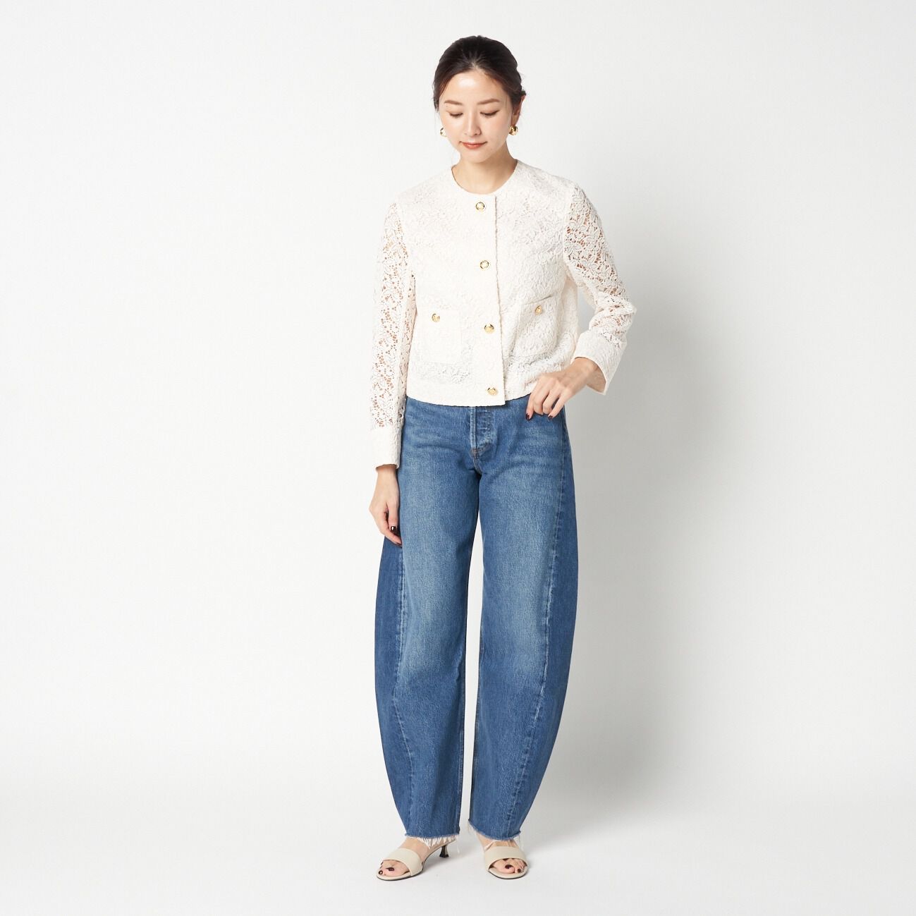 HELIOPOLE「HELIOPOLE EMBROIDERY LACE JACKET」|デニムジャケット|