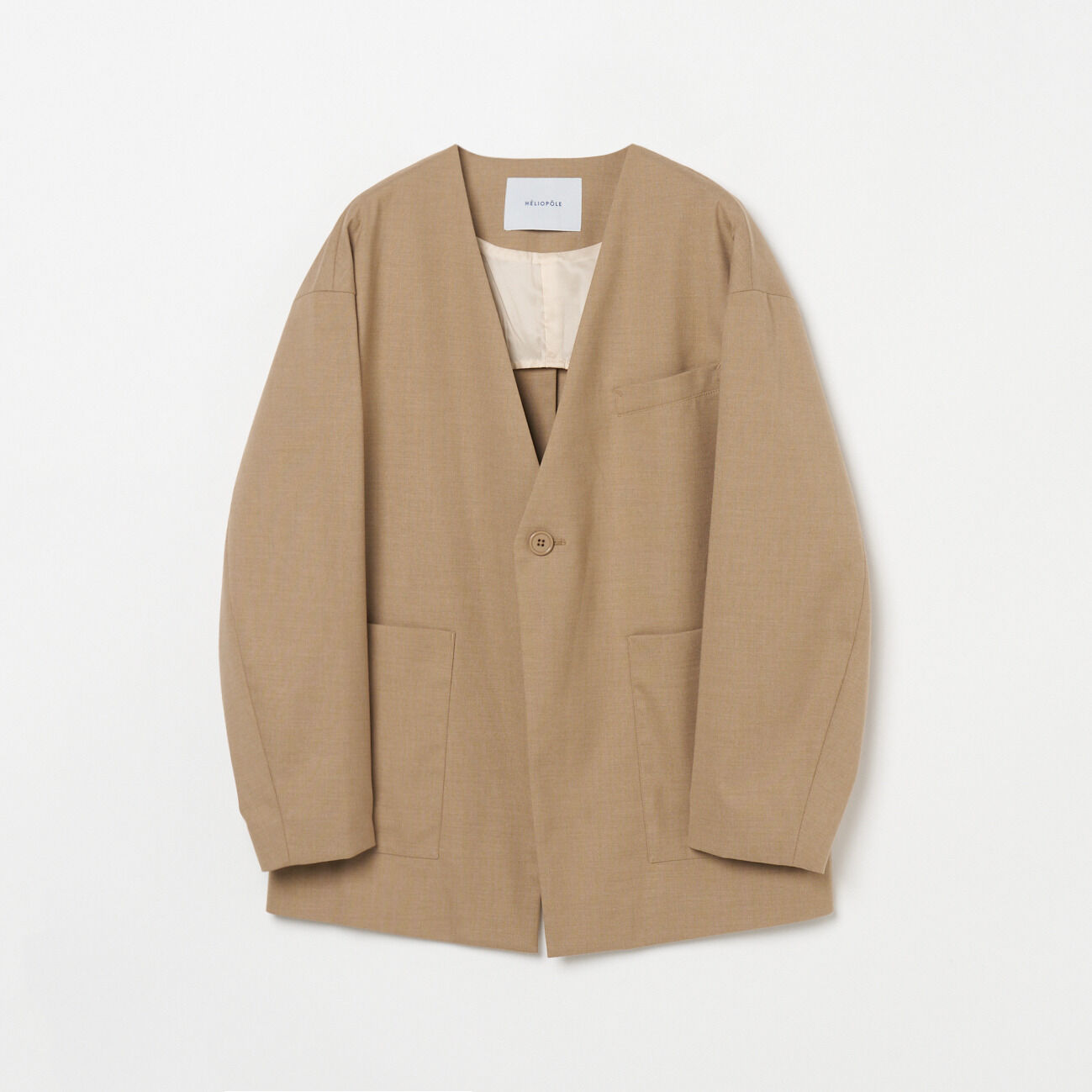 HELIOPOLE「HELIOPOLE the ELLISON JACKET (NO COLLAR)」|デニムジャケット|ベージュ